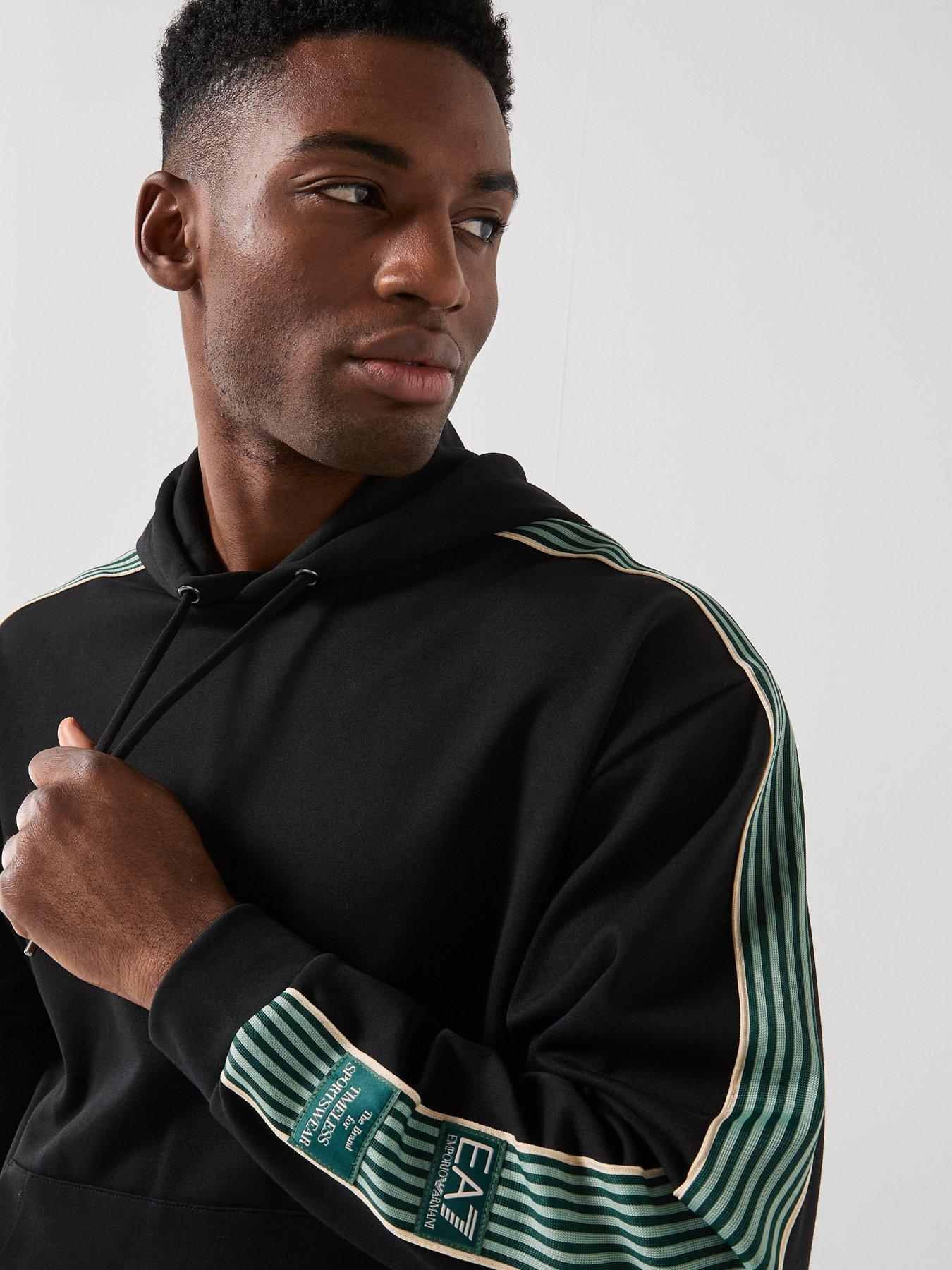 Image 5 of 6 of EA7 Emporio Armani Train Premium Taped Sleeve Overhead Hoodie - Black