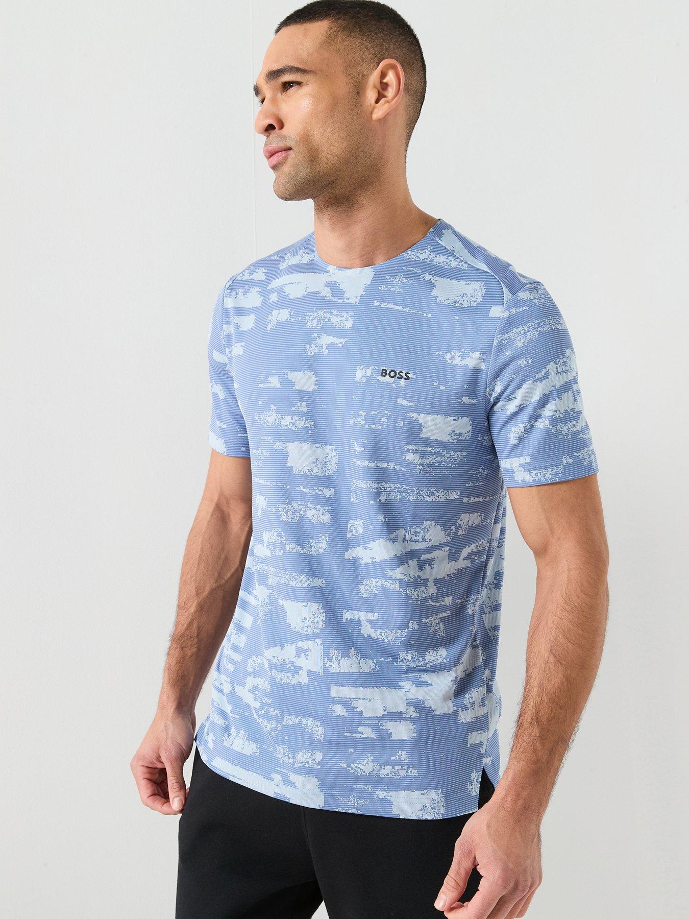 BOSS Repeat Print Slim Fit T-Shirt - Light Blue
