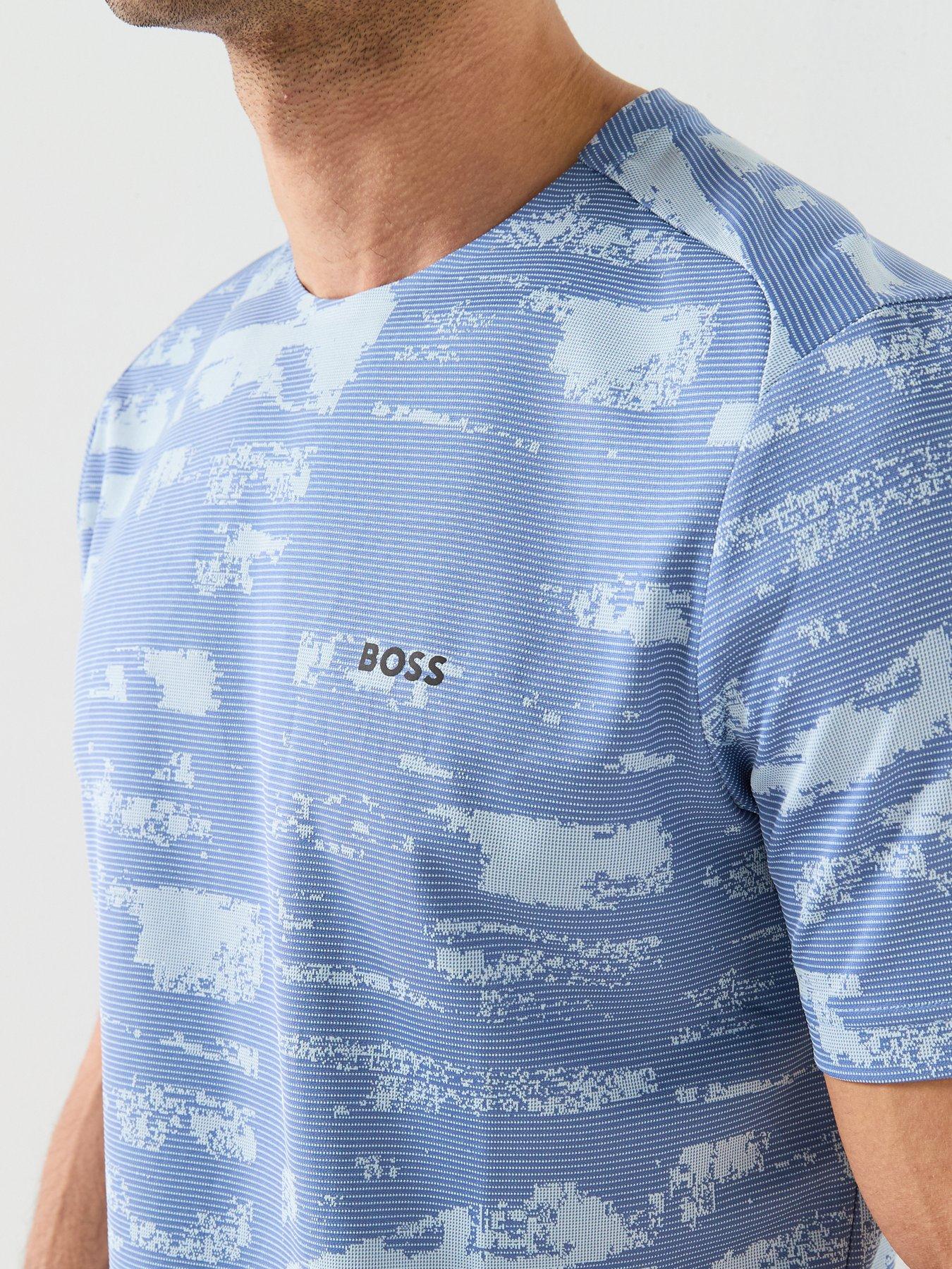 Image 4 of 5 of BOSS Repeat Print Slim Fit T-Shirt - Light Blue