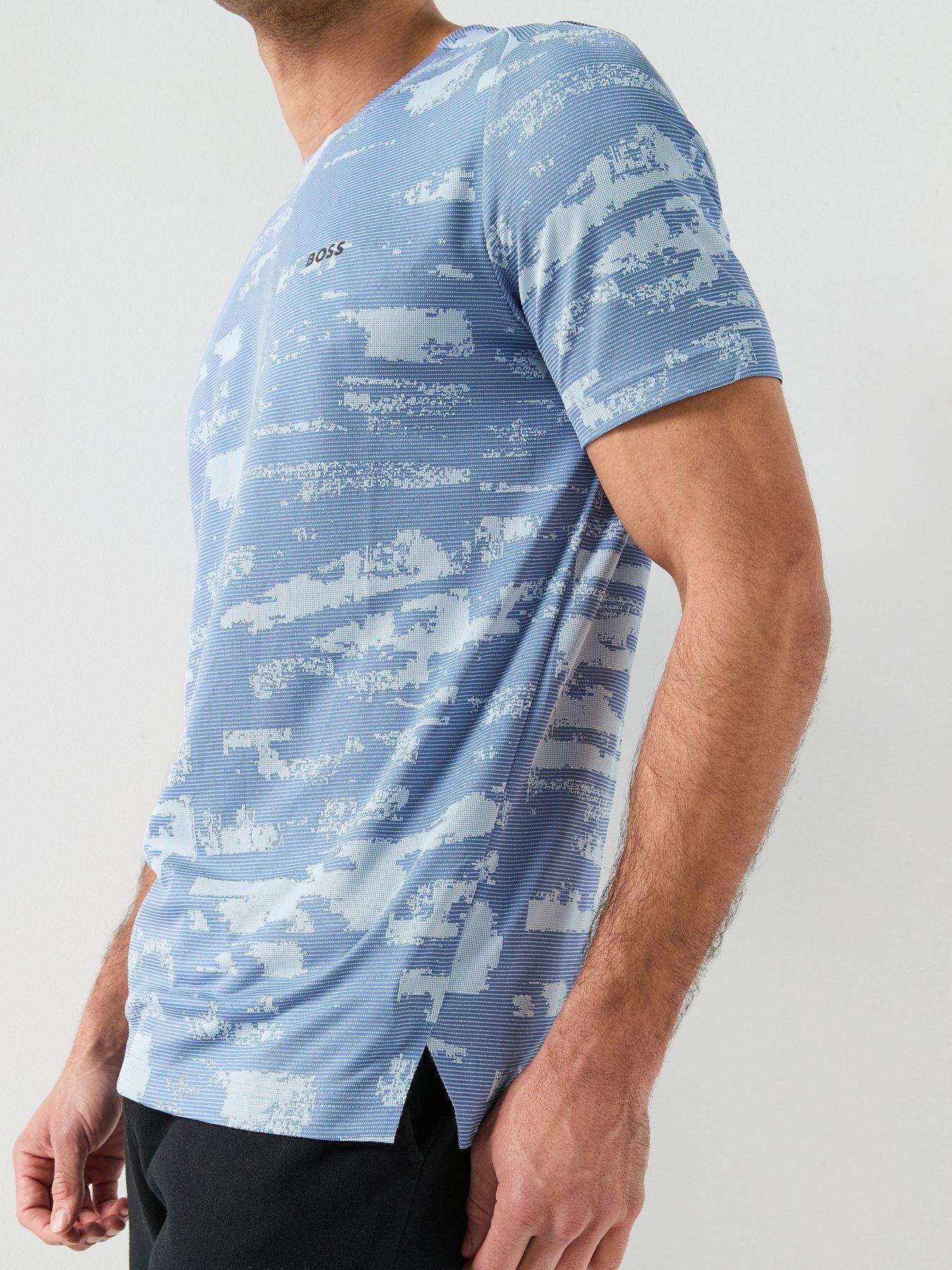Image 5 of 5 of BOSS Repeat Print Slim Fit T-Shirt - Light Blue