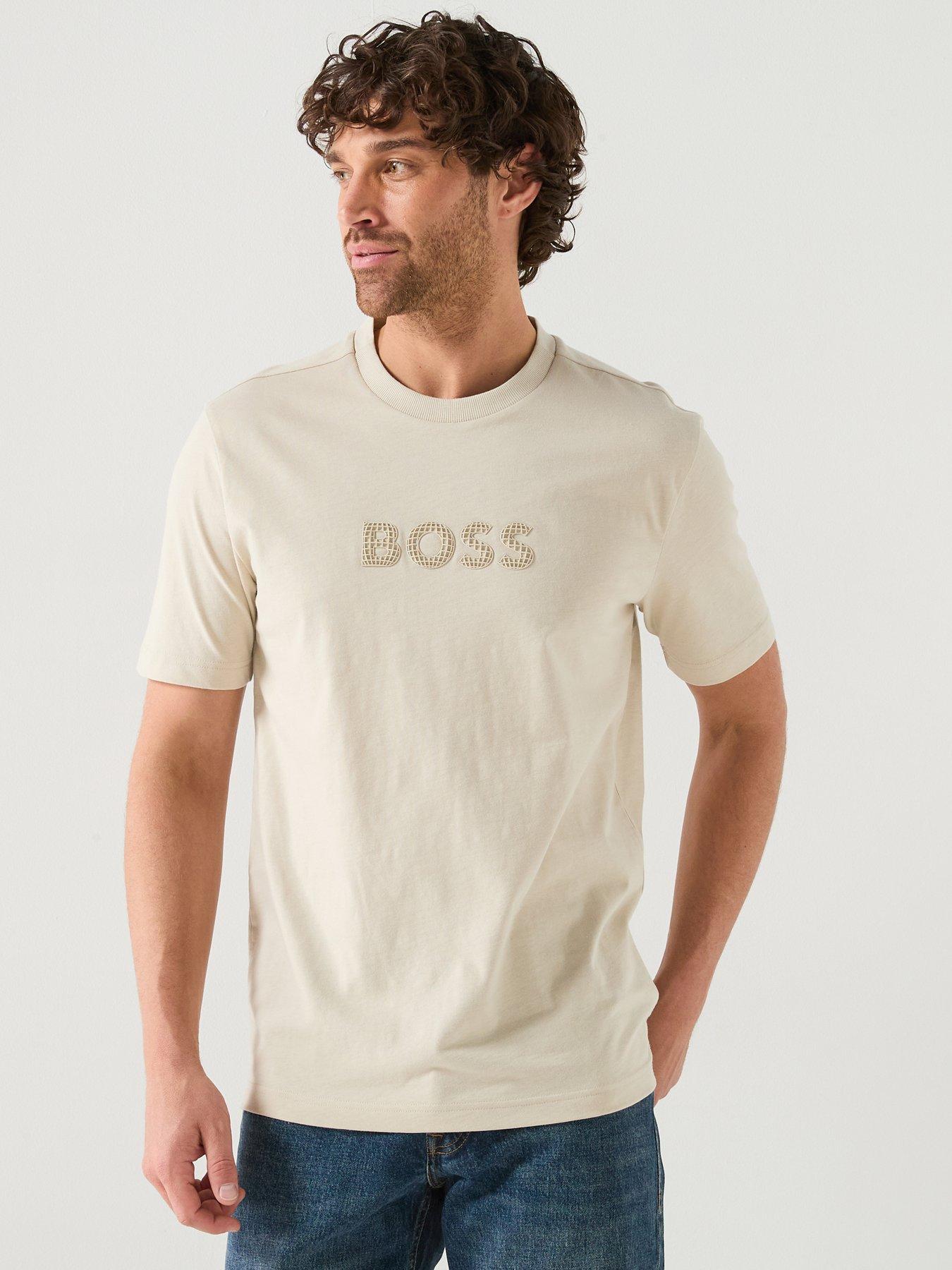 Image 1 of 5 of BOSS Rubber Logo T-Shirt - Light Beige