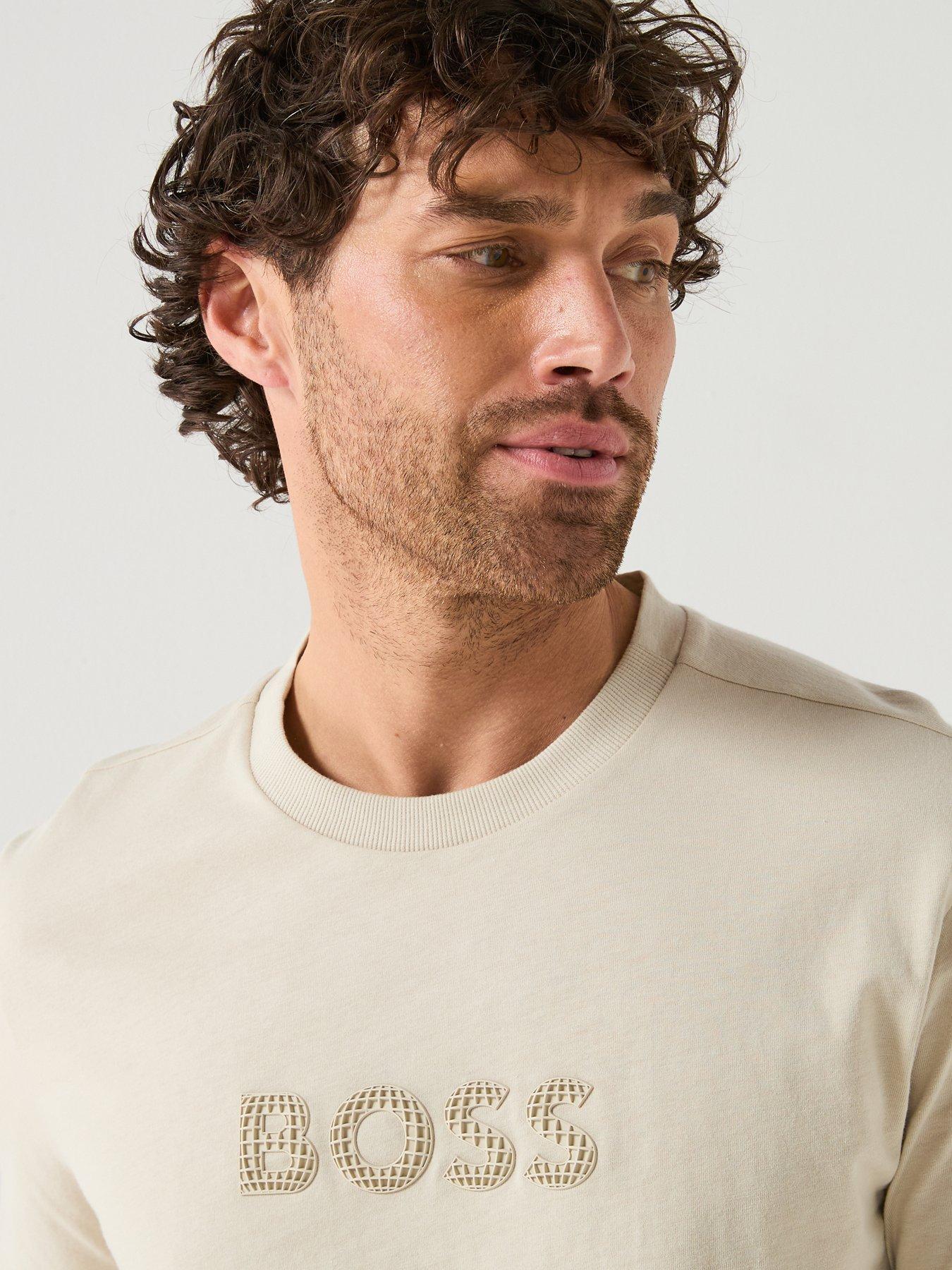 Image 4 of 5 of BOSS Rubber Logo T-Shirt - Light Beige