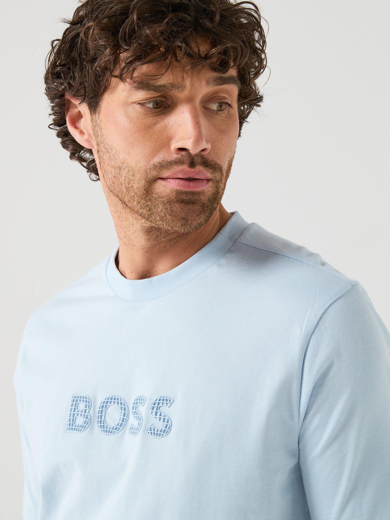Image 4 of 6 of BOSS Rubber Logo T-Shirt - Light Blue