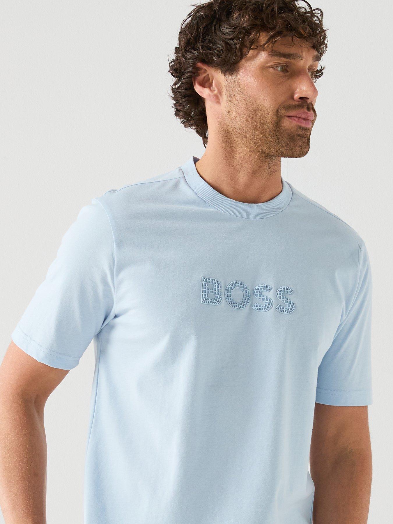 Image 5 of 6 of BOSS Rubber Logo T-Shirt - Light Blue