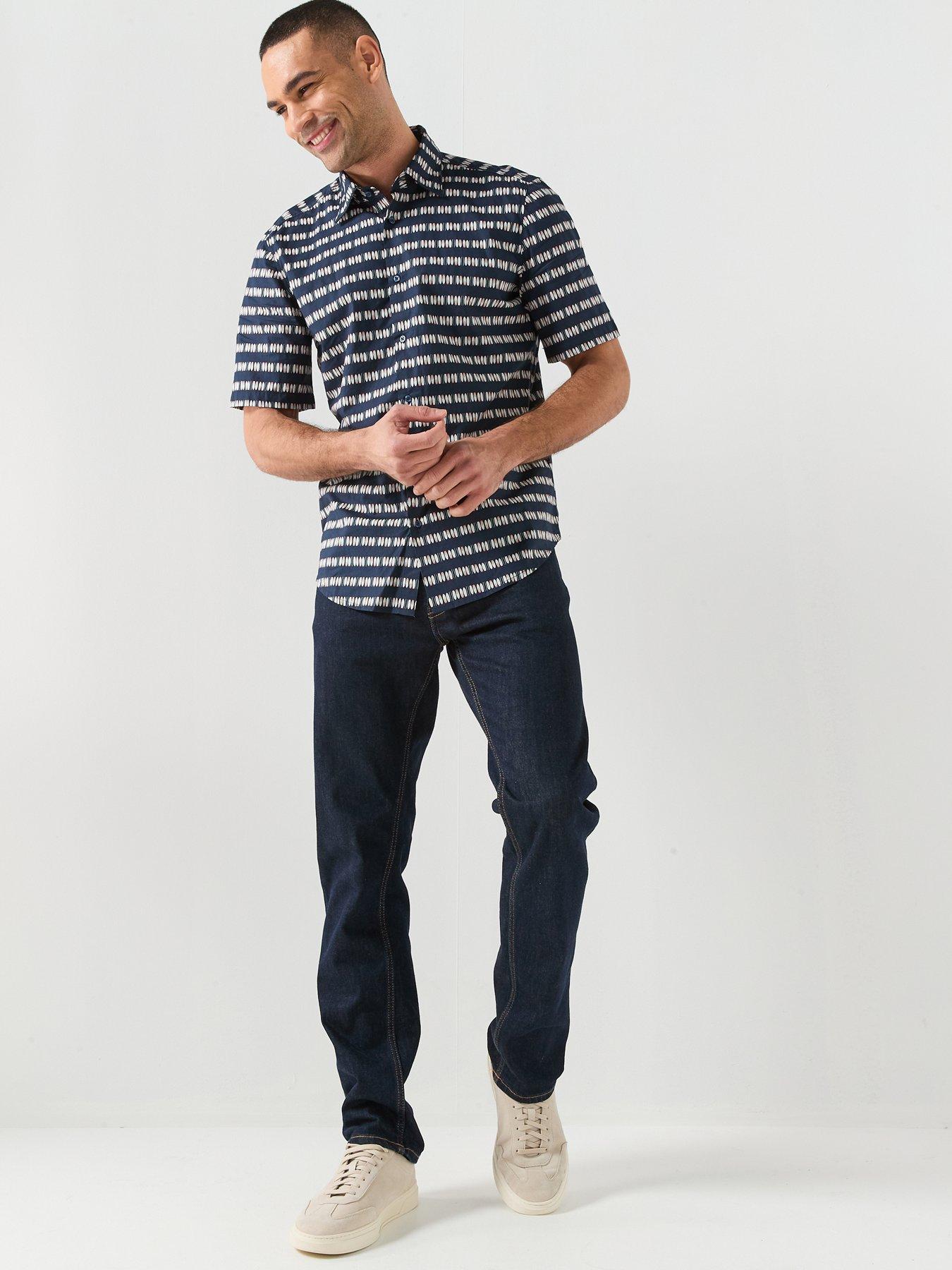Image 3 of 6 of BOSS Short Sleeve Pattern Shirt - Navy