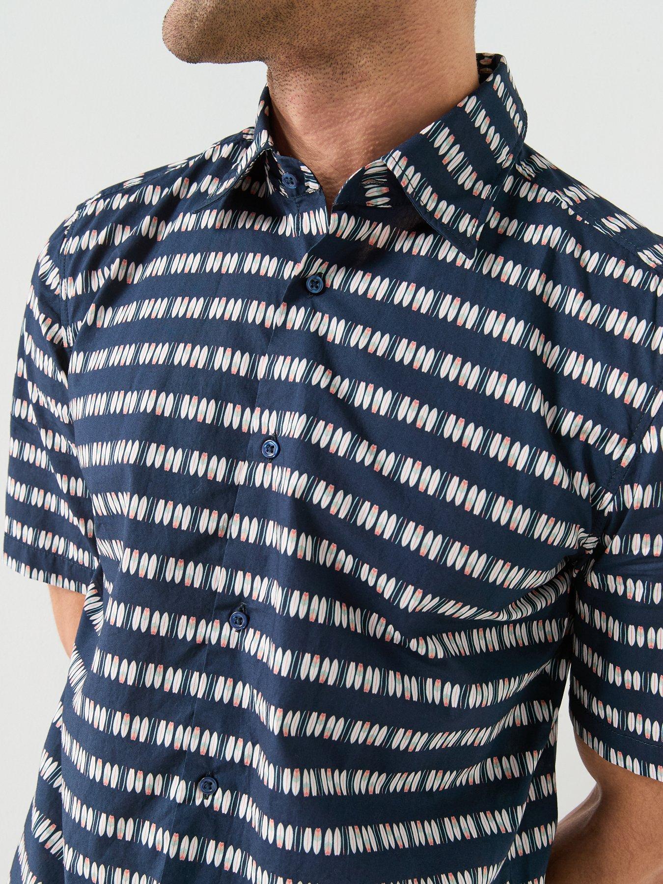 Image 4 of 6 of BOSS Short Sleeve Pattern Shirt - Navy
