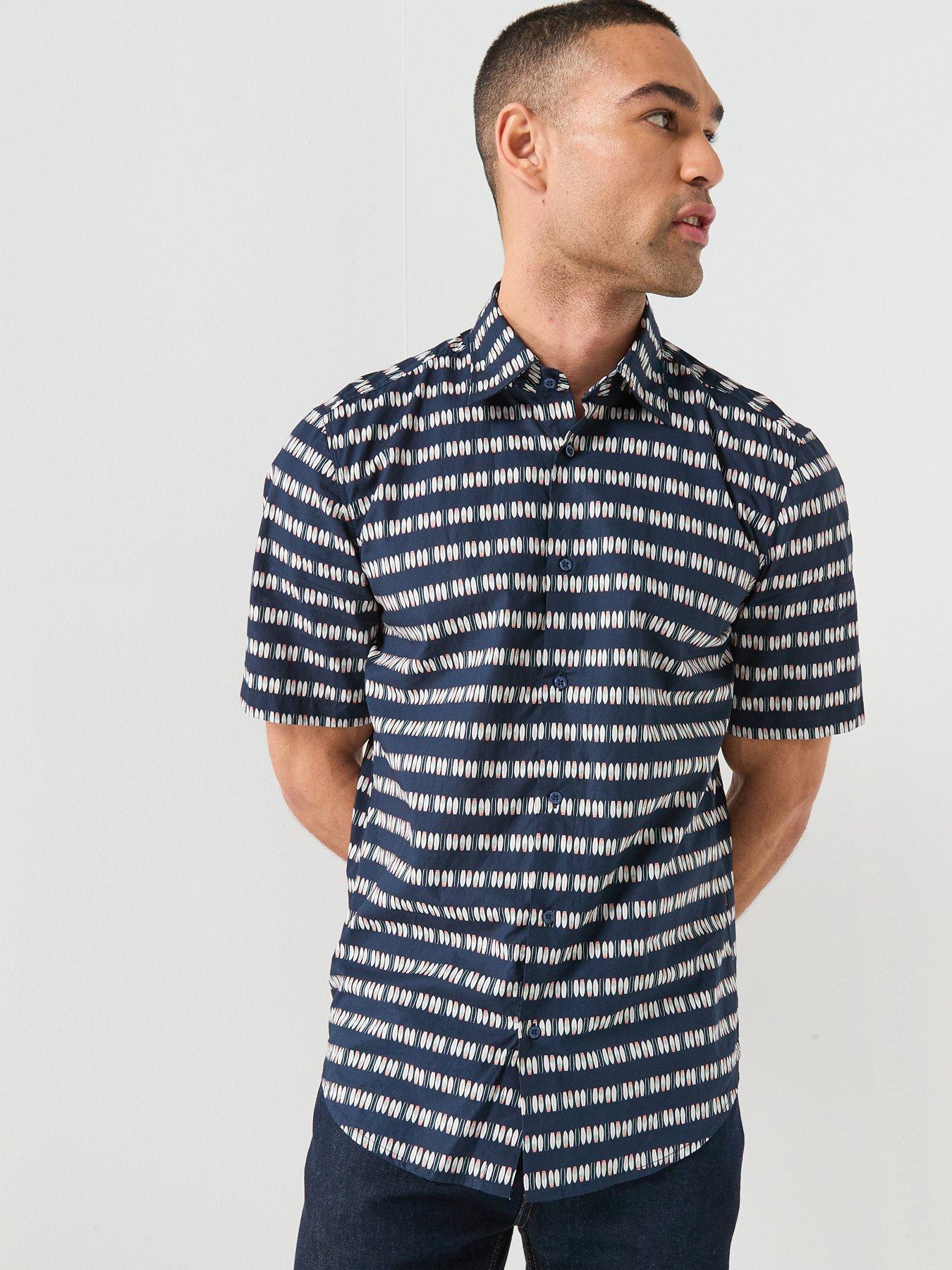 Image 5 of 6 of BOSS Short Sleeve Pattern Shirt - Navy