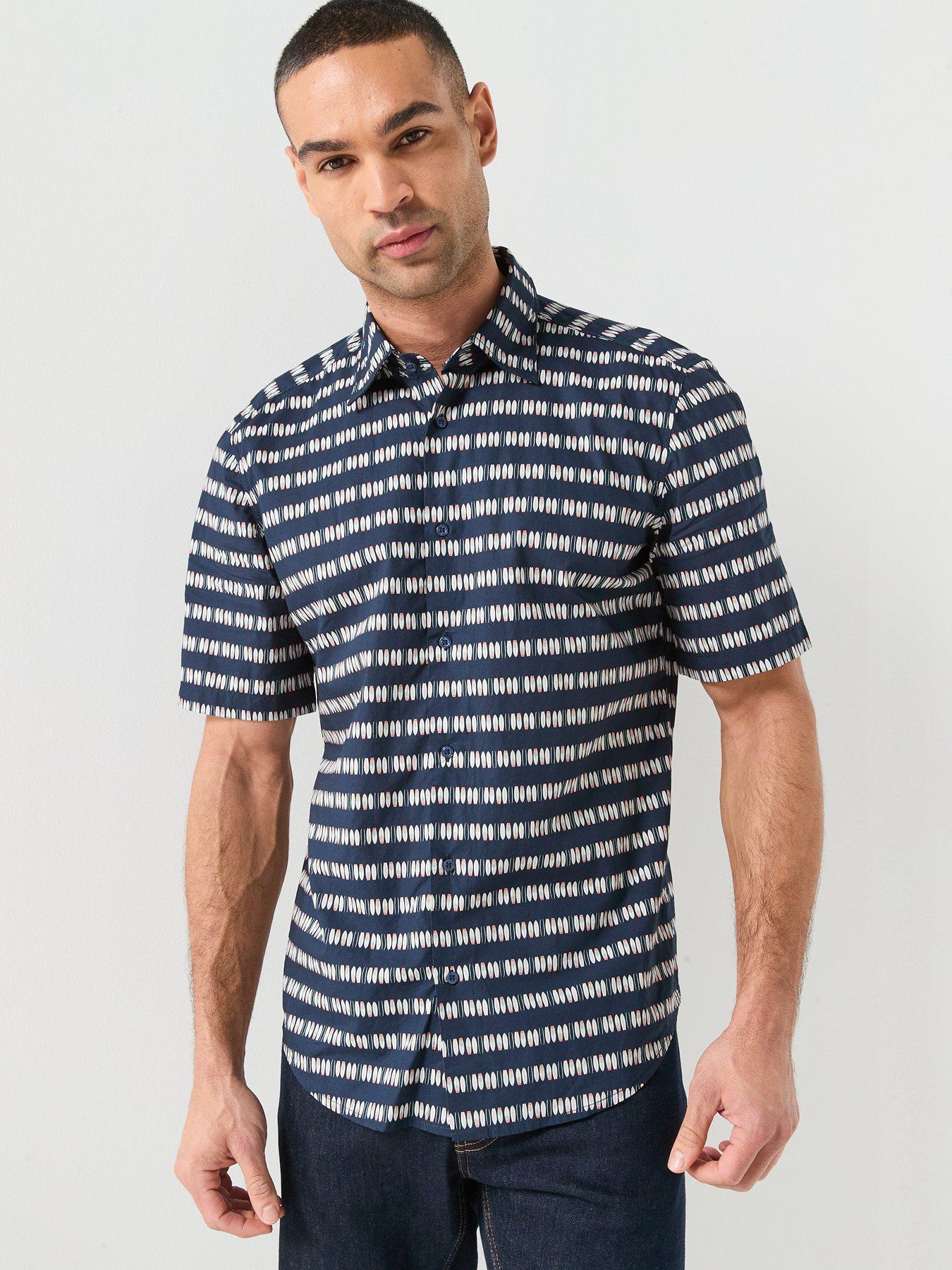 Image 6 of 6 of BOSS Short Sleeve Pattern Shirt - Navy