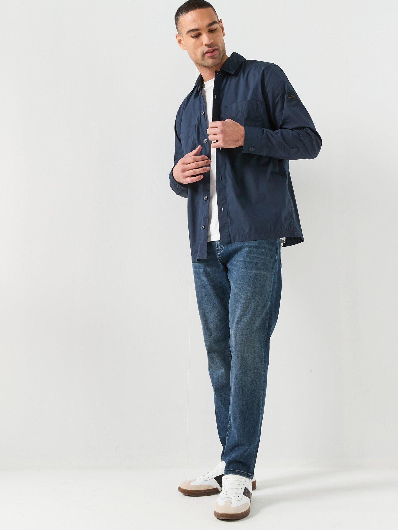 Image 3 of 6 of BOSS Oversized Stretch Overshirt - Dark Blue