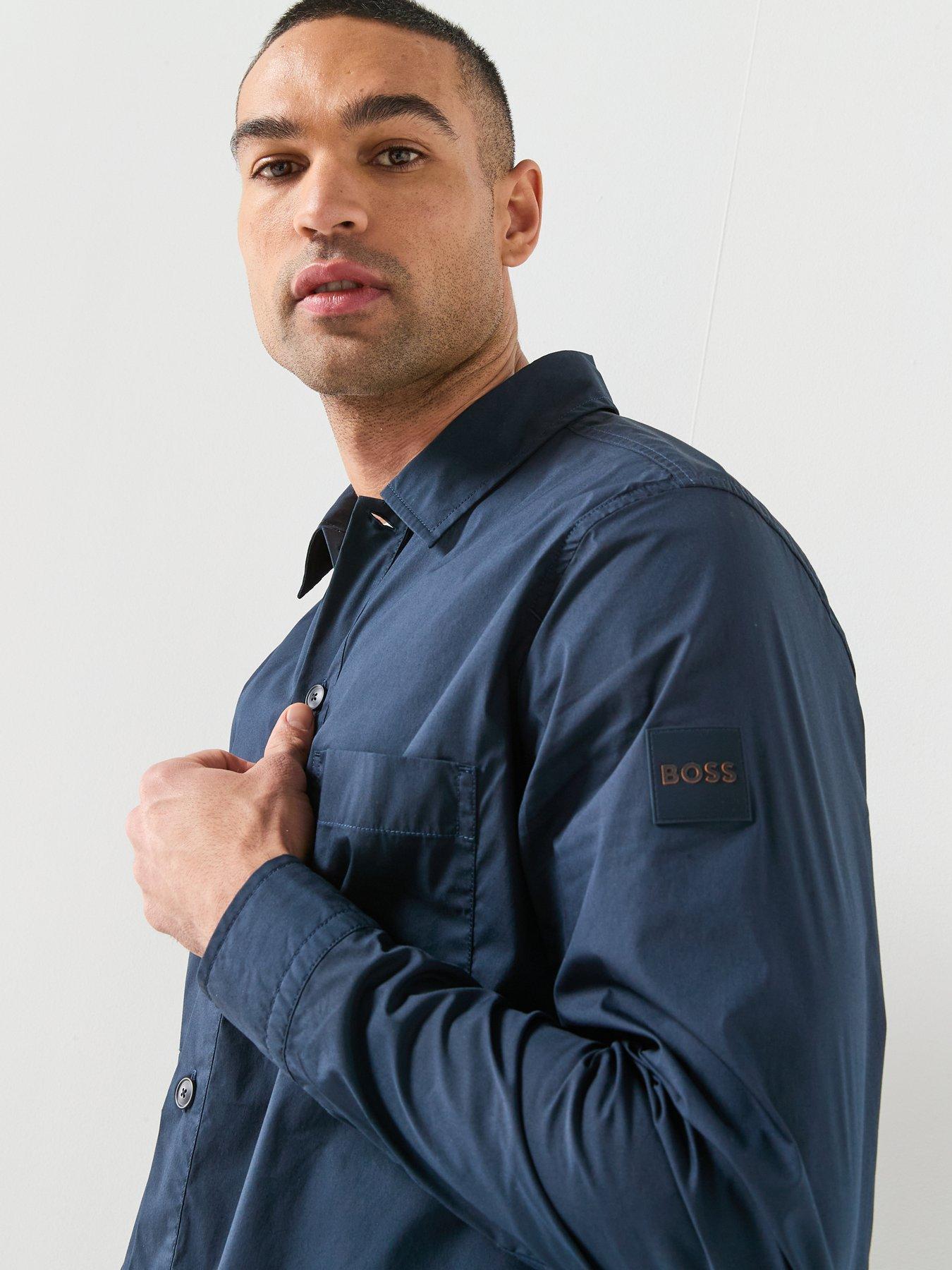 Image 4 of 6 of BOSS Oversized Stretch Overshirt - Dark Blue