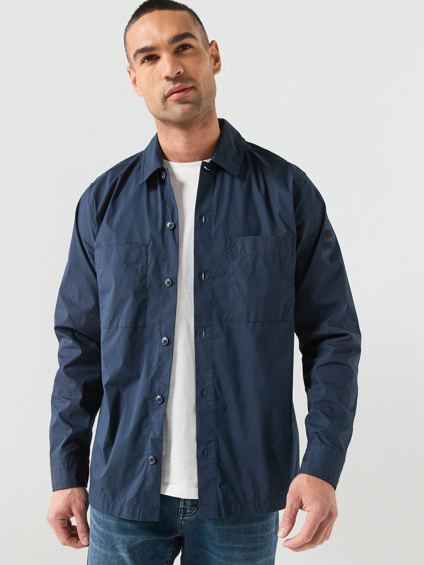 Image 6 of 6 of BOSS Oversized Stretch Overshirt - Dark Blue