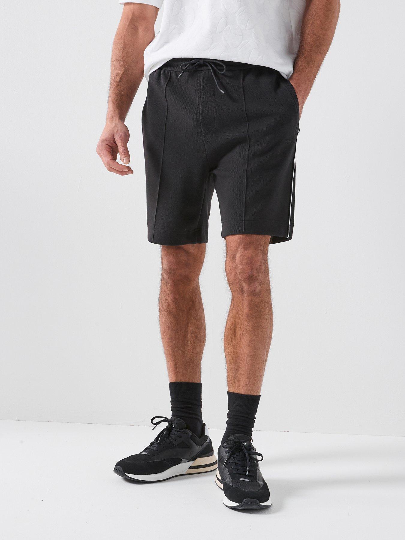 Image 1 of 6 of BOSS Side Stripe Jersey Shorts - Black