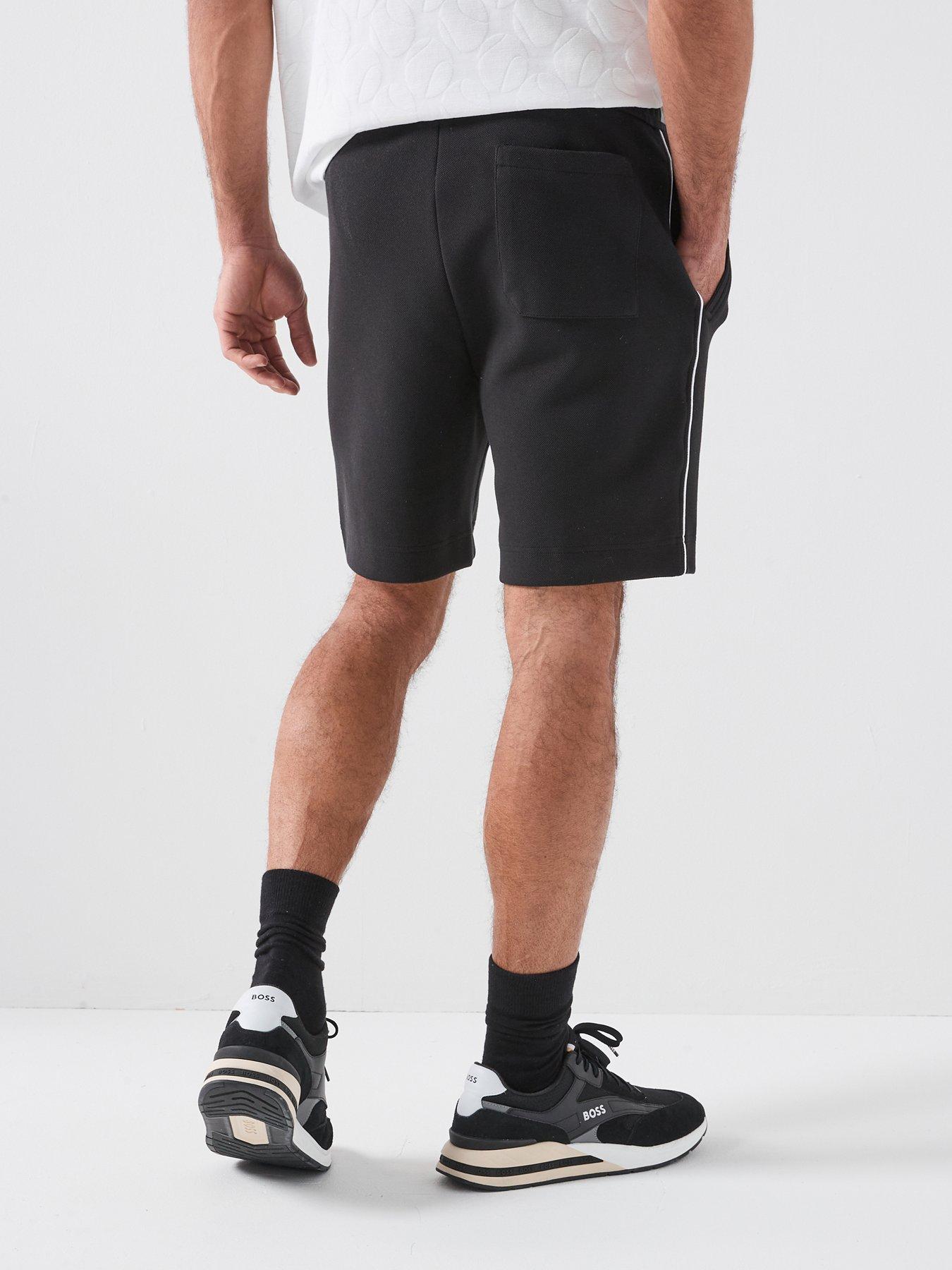 Image 2 of 6 of BOSS Side Stripe Jersey Shorts - Black