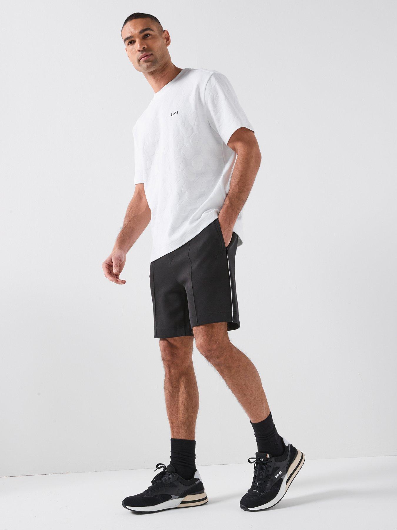 Image 3 of 6 of BOSS Side Stripe Jersey Shorts - Black