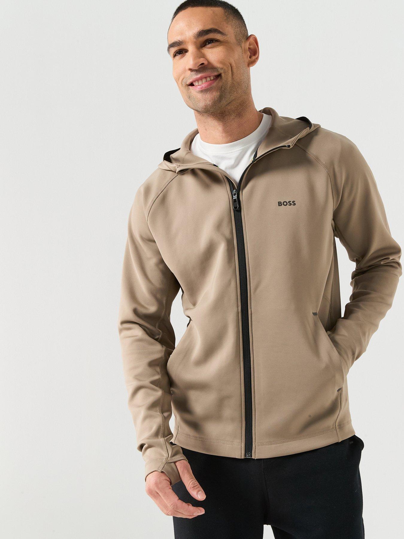 Image 1 of 6 of BOSS Sicon Active Full Zip Hoodie - Khaki