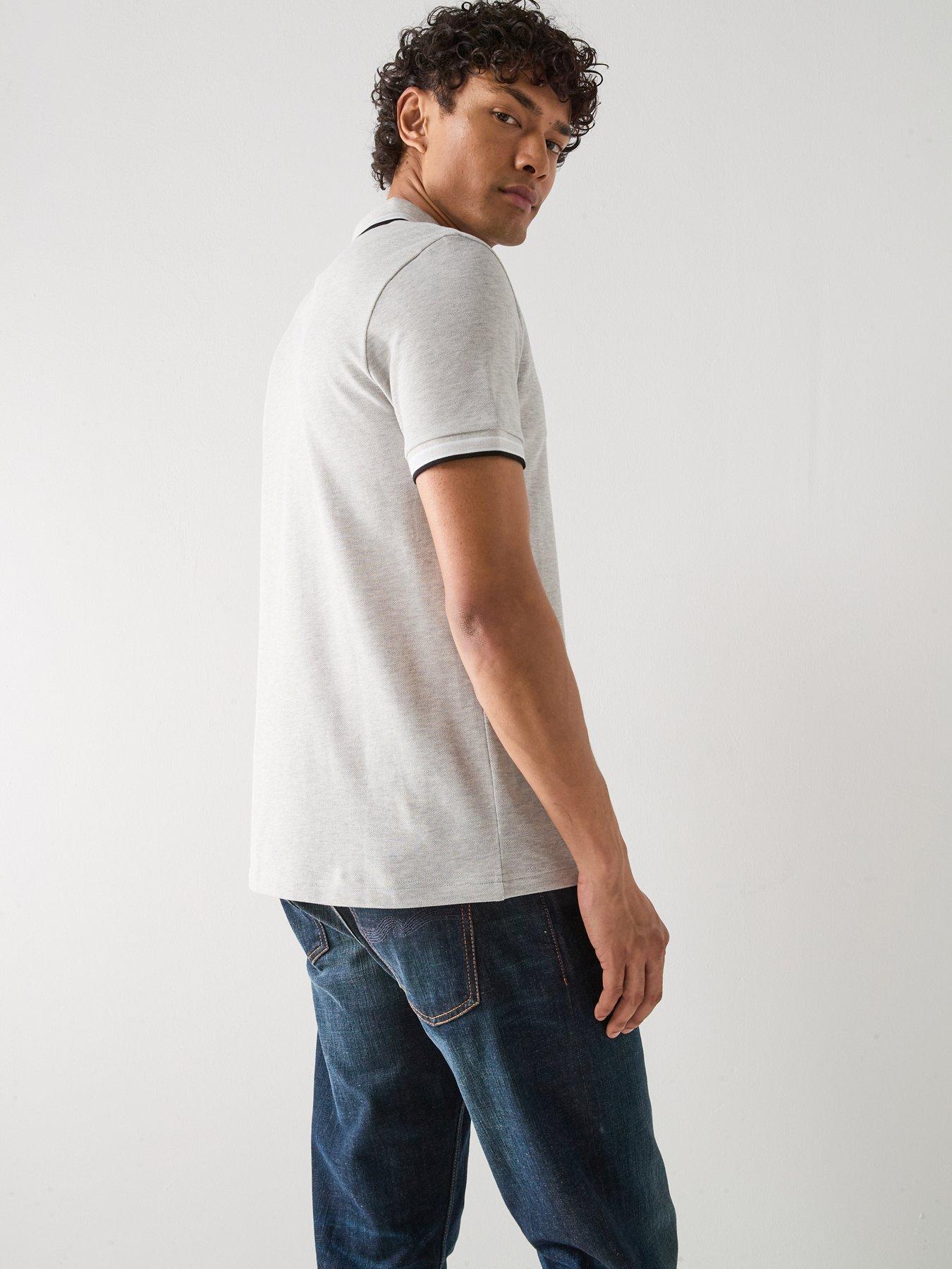 Image 2 of 6 of BOSS Paddy Regular Fit Tipping Polo Shirt - Light Grey
