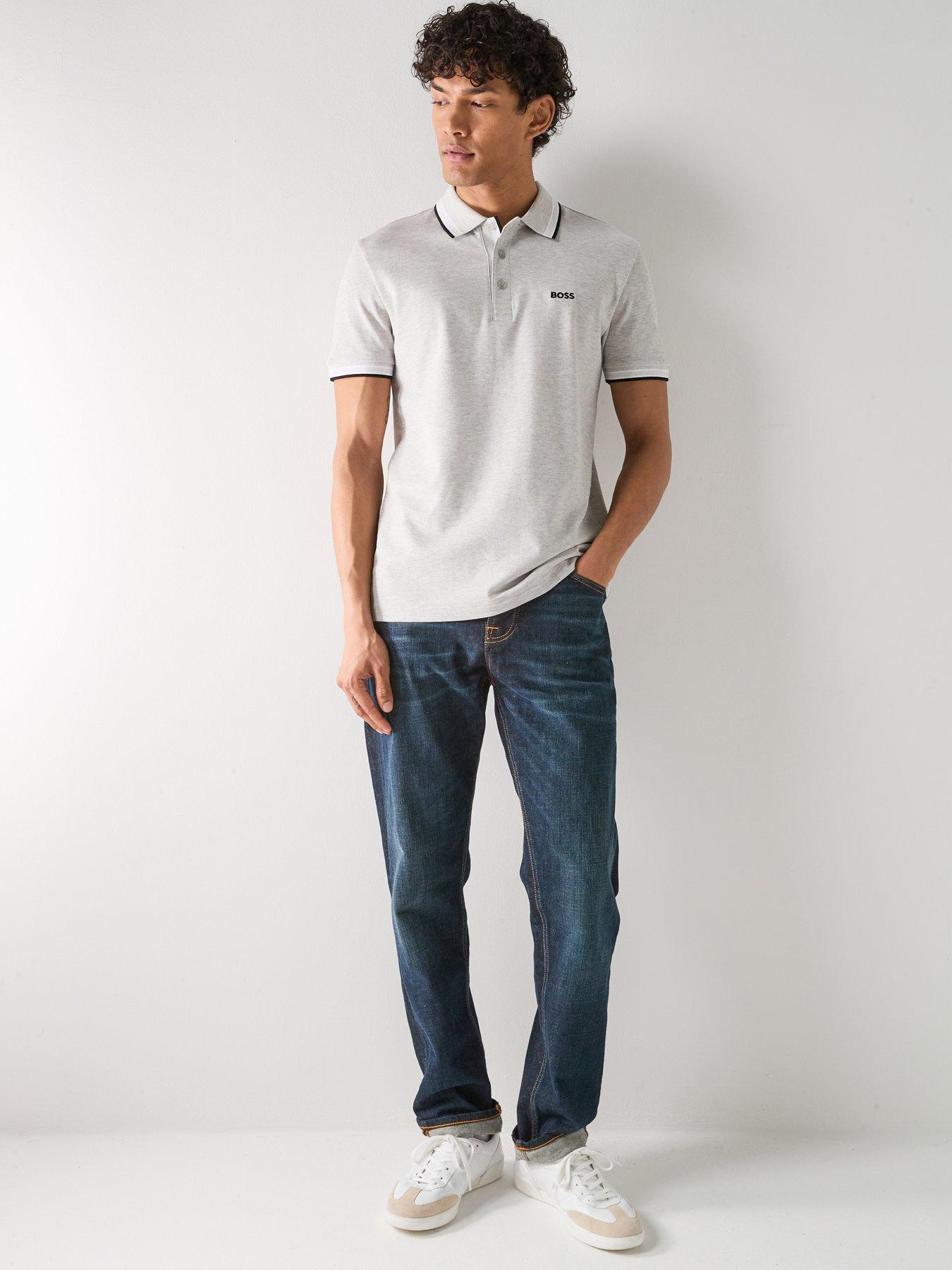 Image 3 of 6 of BOSS Paddy Regular Fit Tipping Polo Shirt - Light Grey