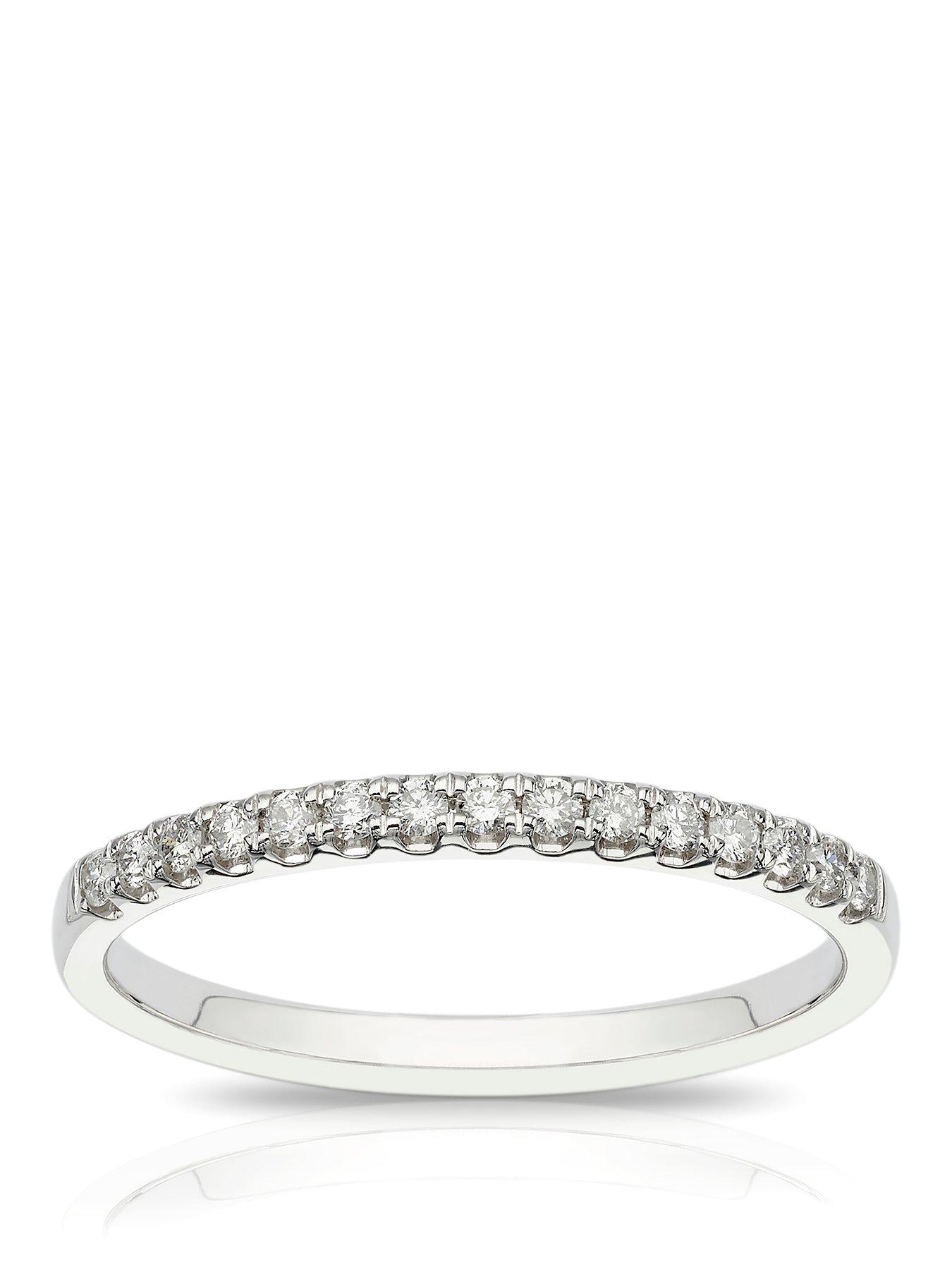 Image 1 of 4 of Ernest Jones 18Ct Gold Claw Set Eternity 0.15Ct Diamond Ring - White