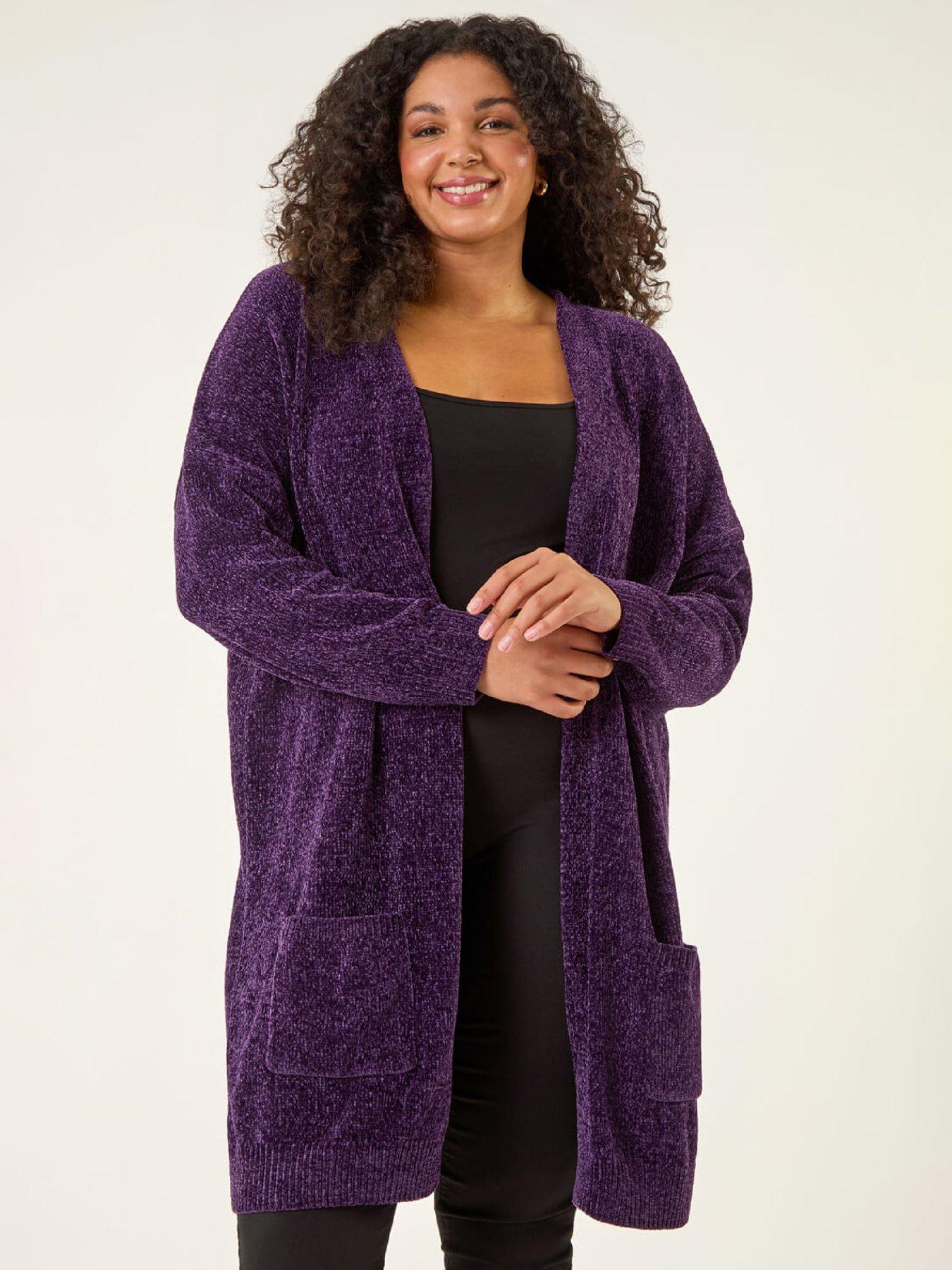 Roman Curve Textured Chennile Knit Cardigan