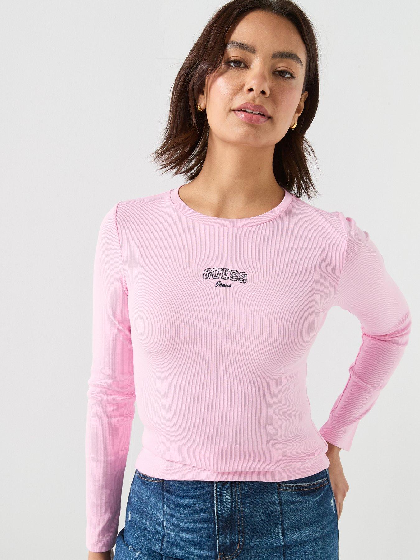 Guess Long Sleeve Slim T-Shirt - Pink
