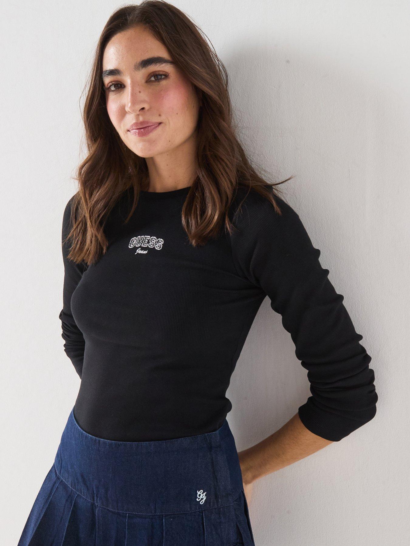 Guess Long Sleeve Slim Tee - Black