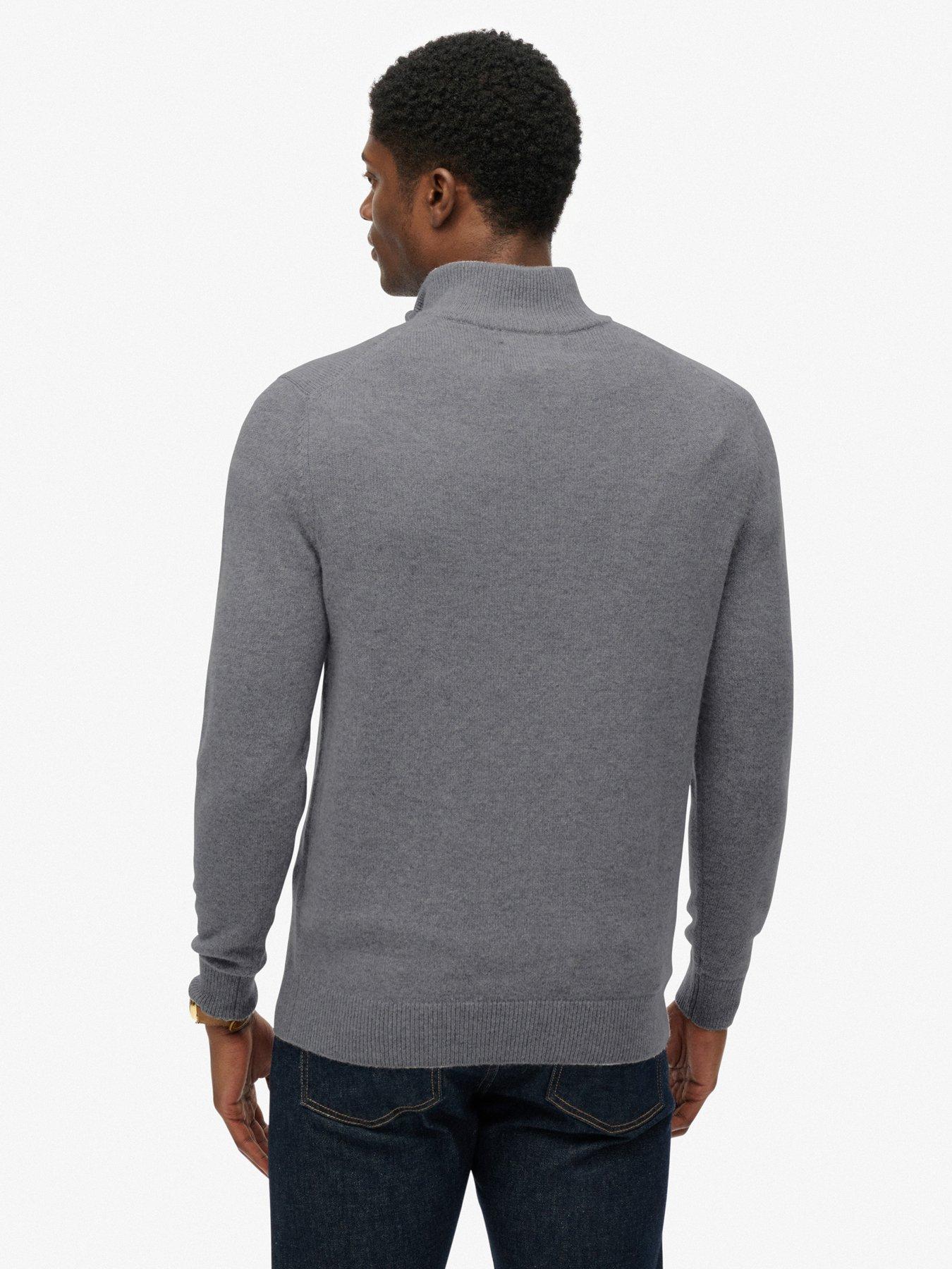 stillFront image of superdry-wool-blend-half-zip-knitted-jumper-grey