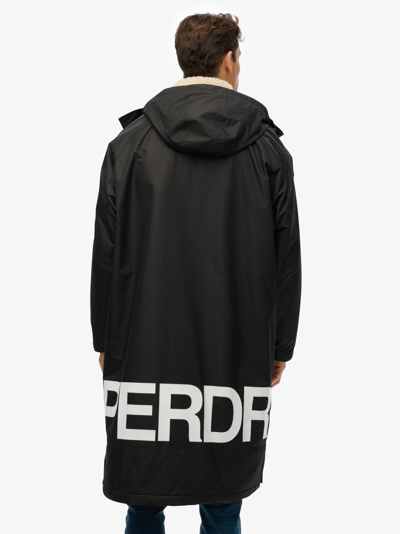 stillFront image of superdry-waterproof-logo-hooded-changing-robe-black