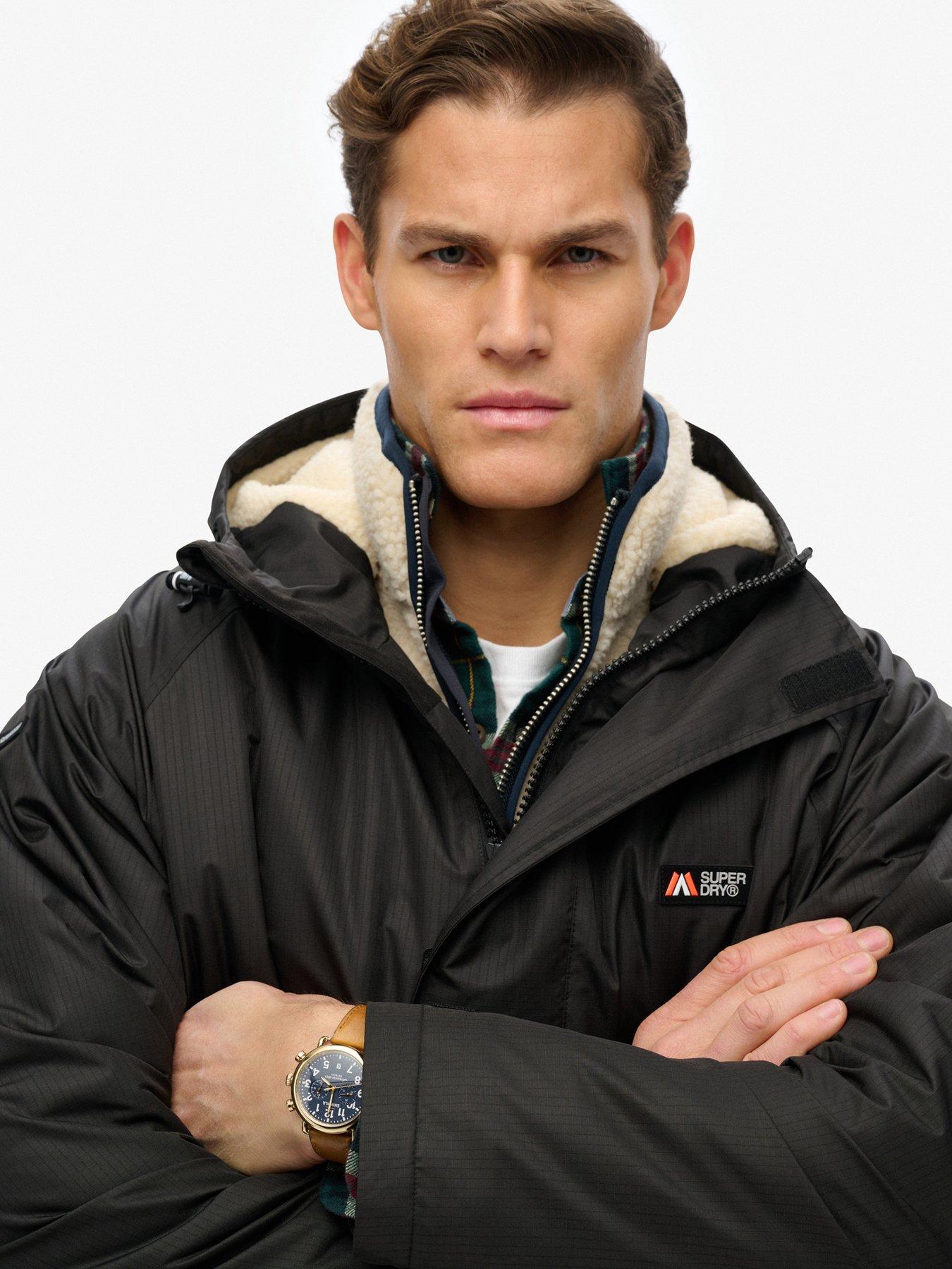  image of superdry-waterproof-logo-hooded-changing-robe-black