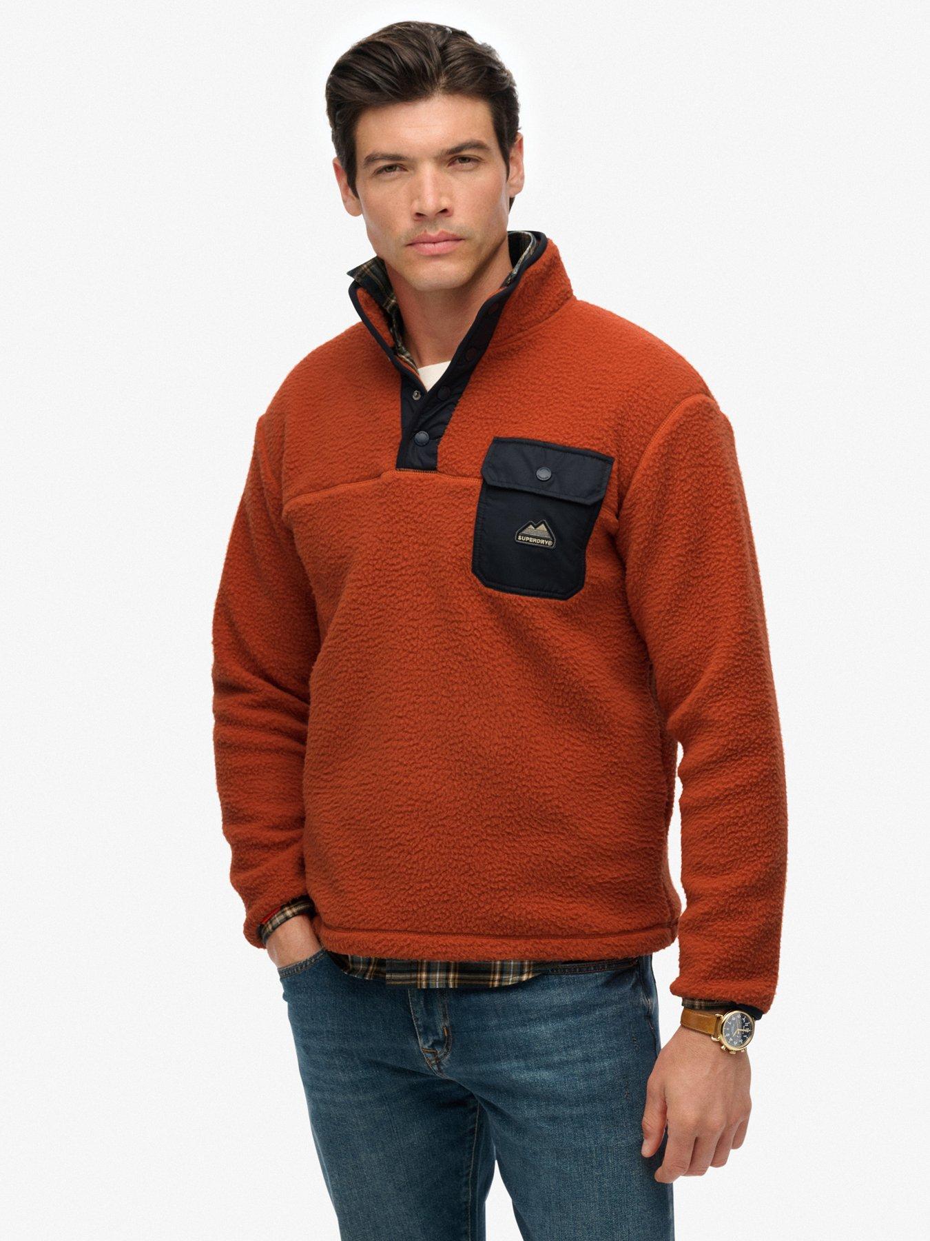 front image of superdry-fuji-fleece-half-zip-jacket-orange