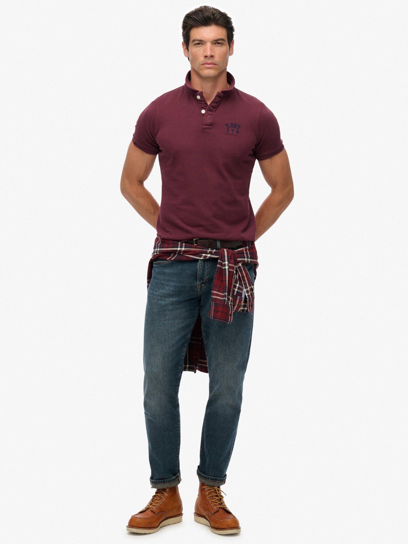  image of superdry-vintage-athletic-short-sleeve-polo-shirt-dark-red