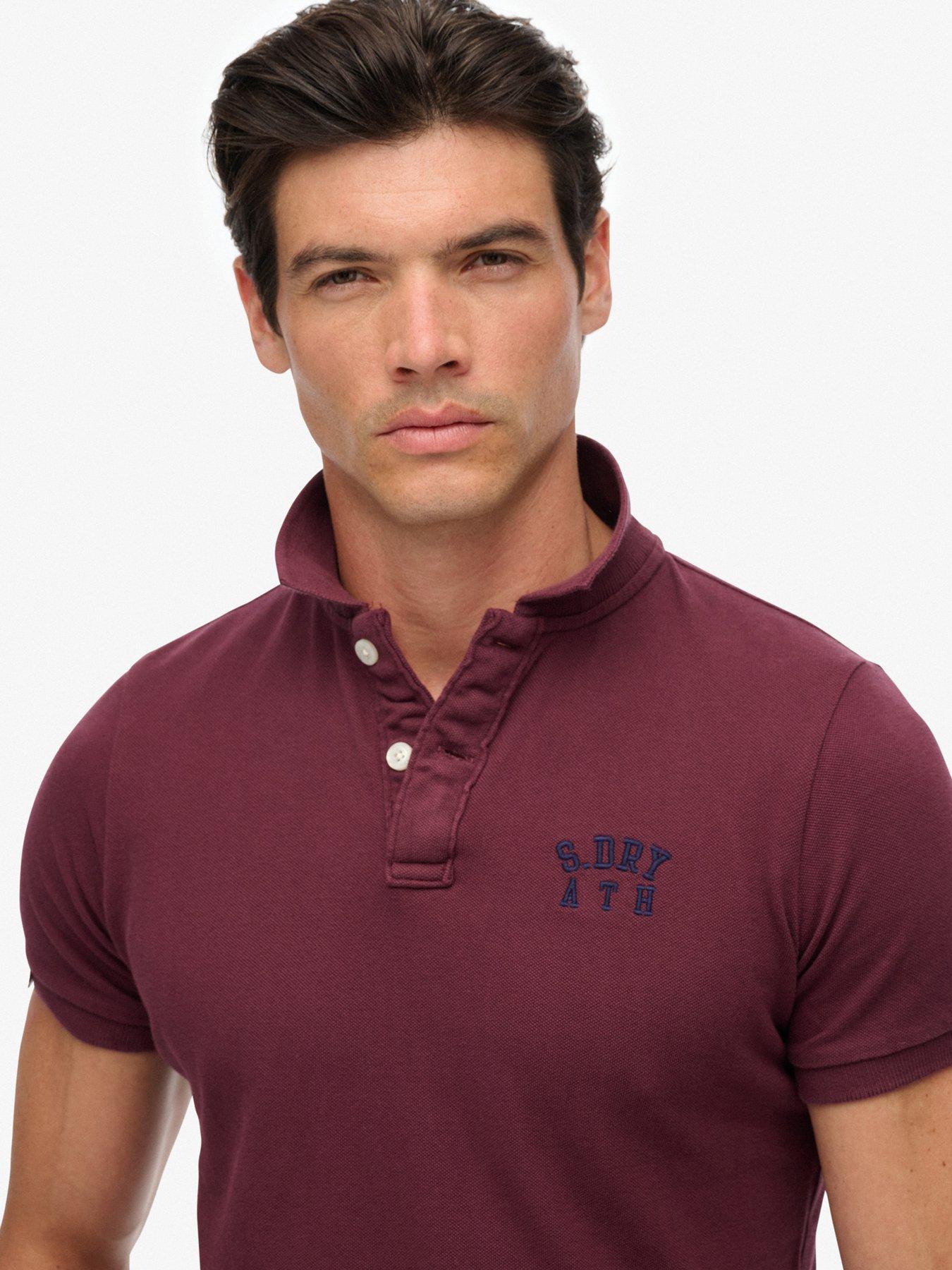 Image 4 of 5 of Superdry Vintage Athletic Short Sleeve Polo Shirt - Dark Red