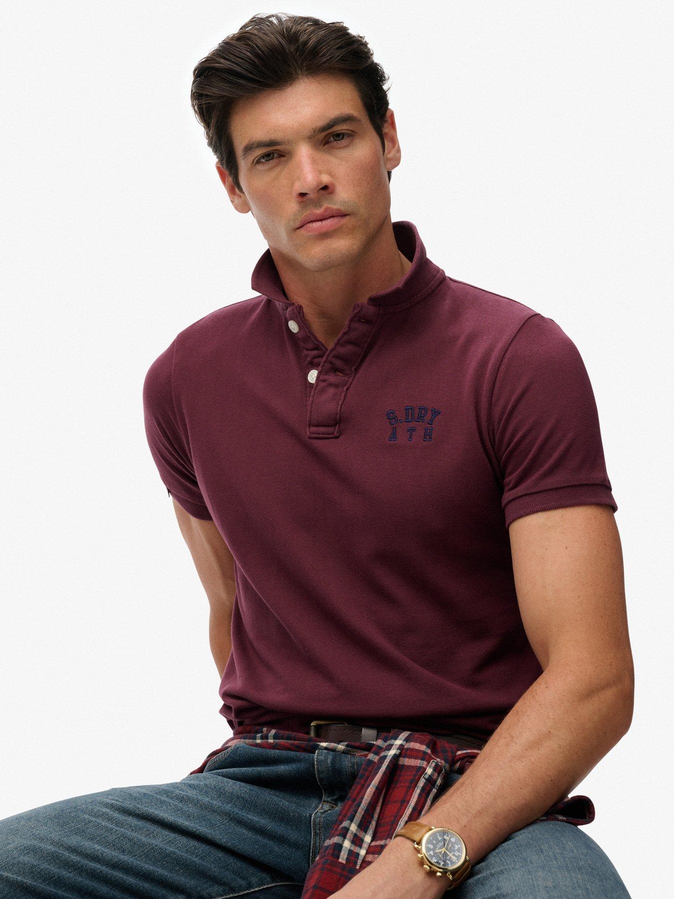  image of superdry-vintage-athletic-short-sleeve-polo-shirt-dark-red