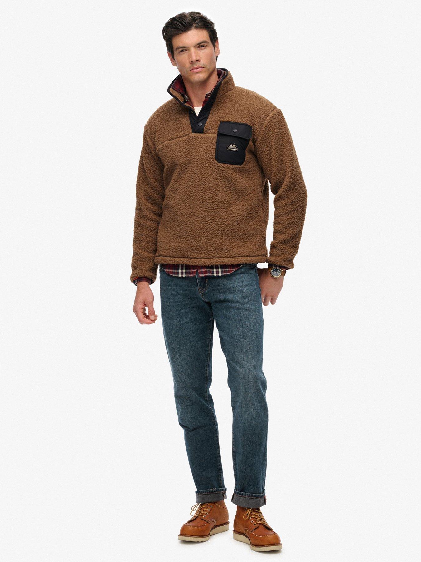  image of superdry-fuji-fleece-half-zip-jacket-brown