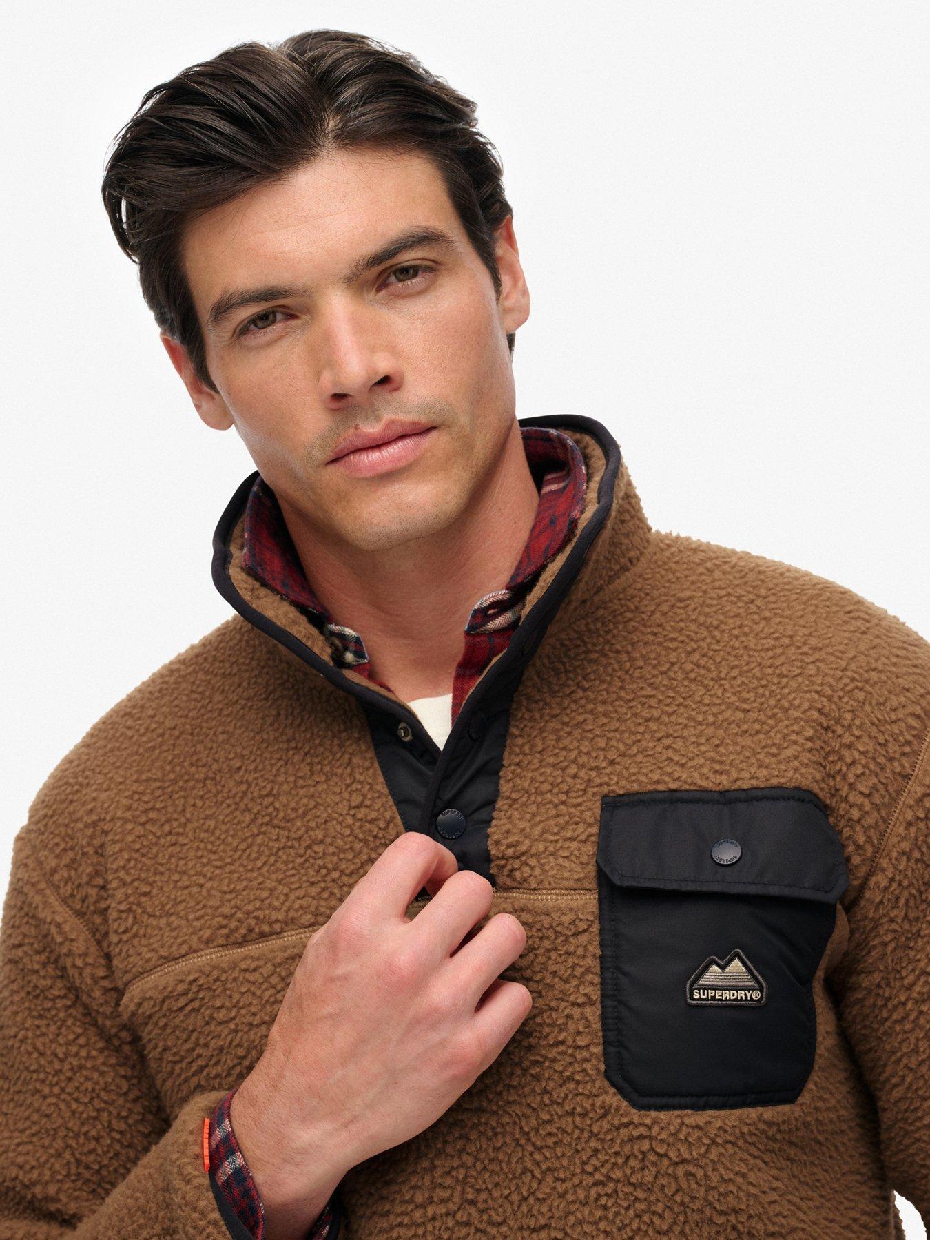  image of superdry-fuji-fleece-half-zip-jacket-brown