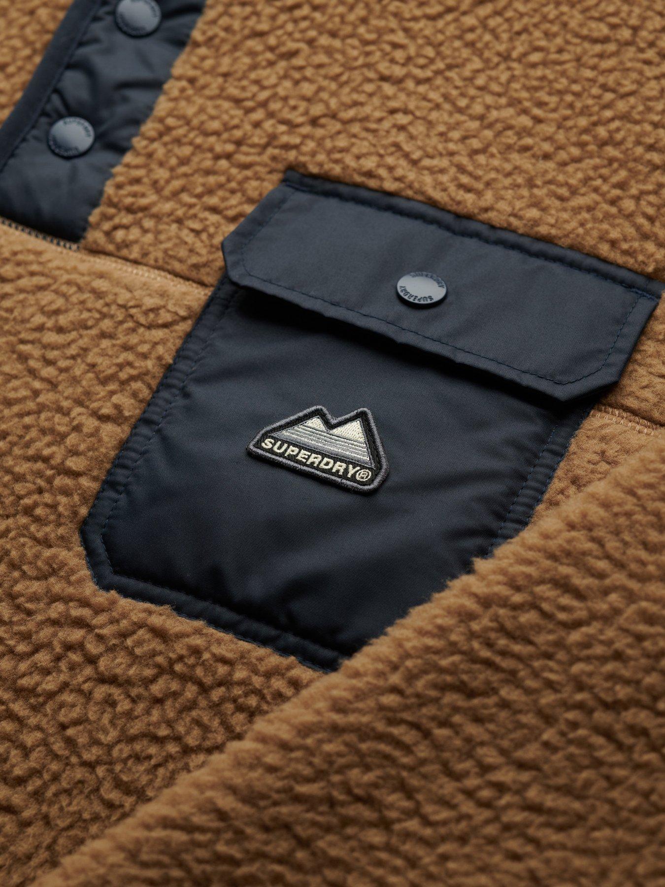  image of superdry-fuji-fleece-half-zip-jacket-brown