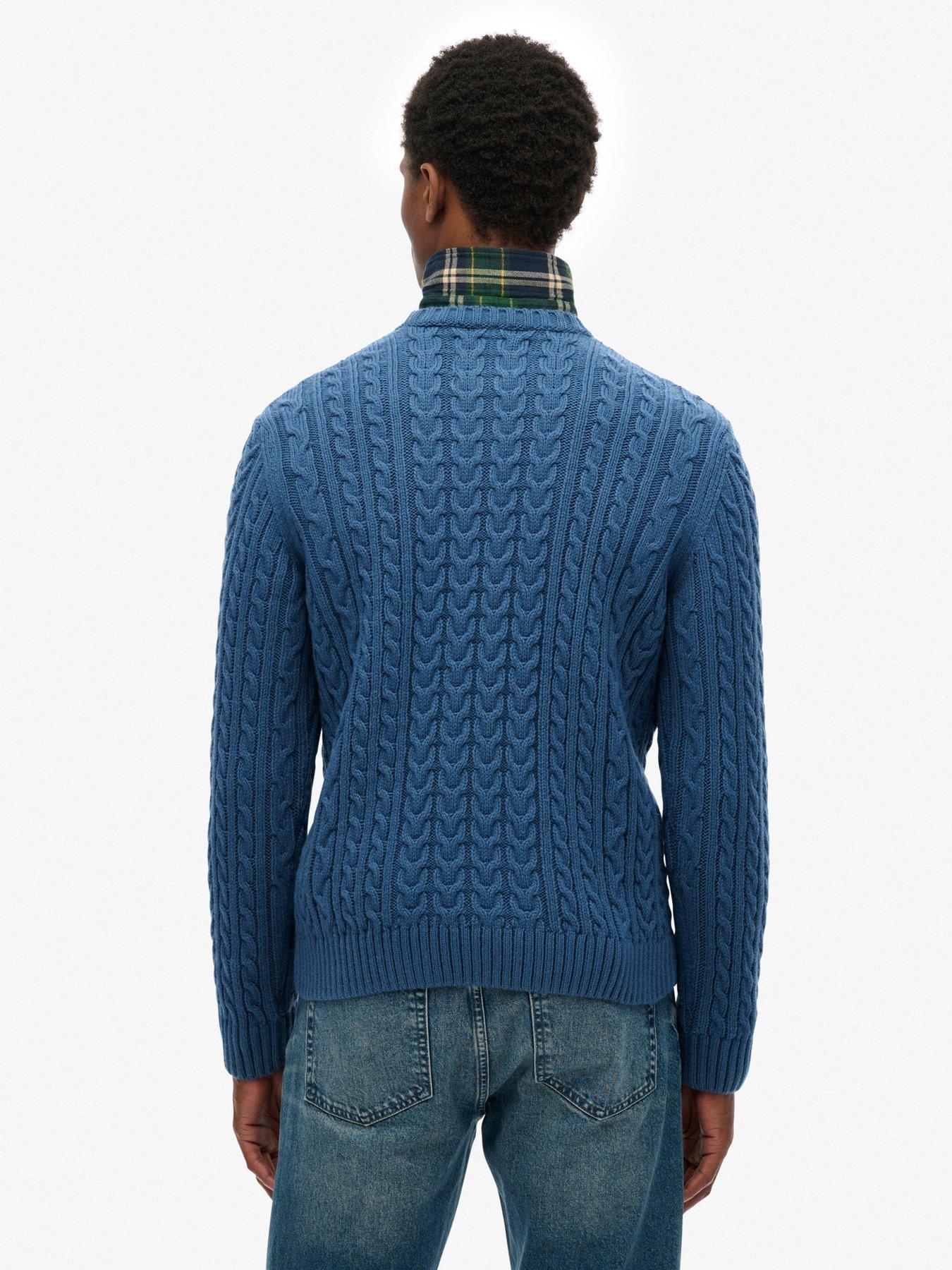  image of superdry-jacob-cable-knitted-jumper-blue