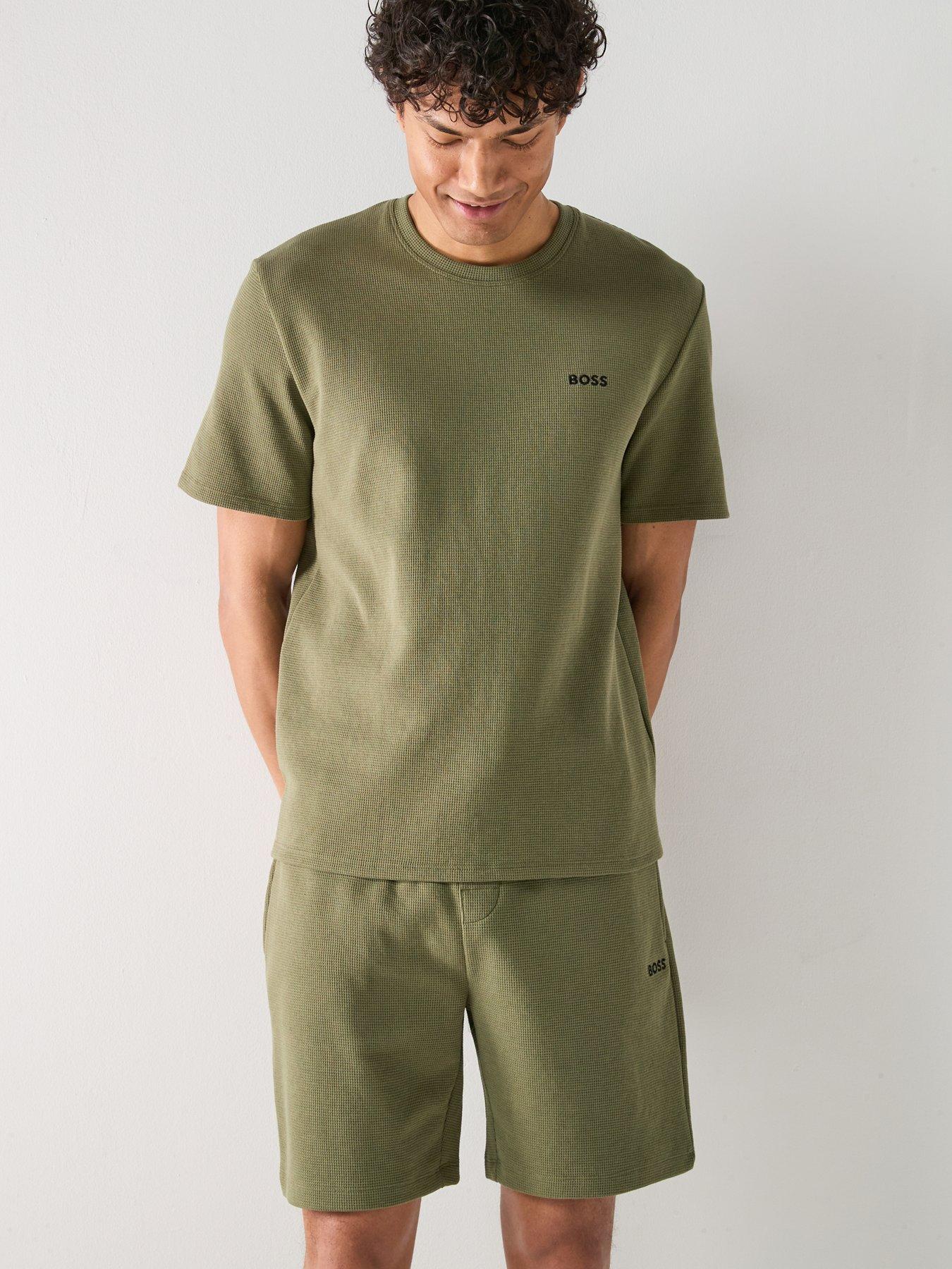 Image 1 of 5 of BOSS Regular Fit Waffle Loungewear T-Shirt - Green