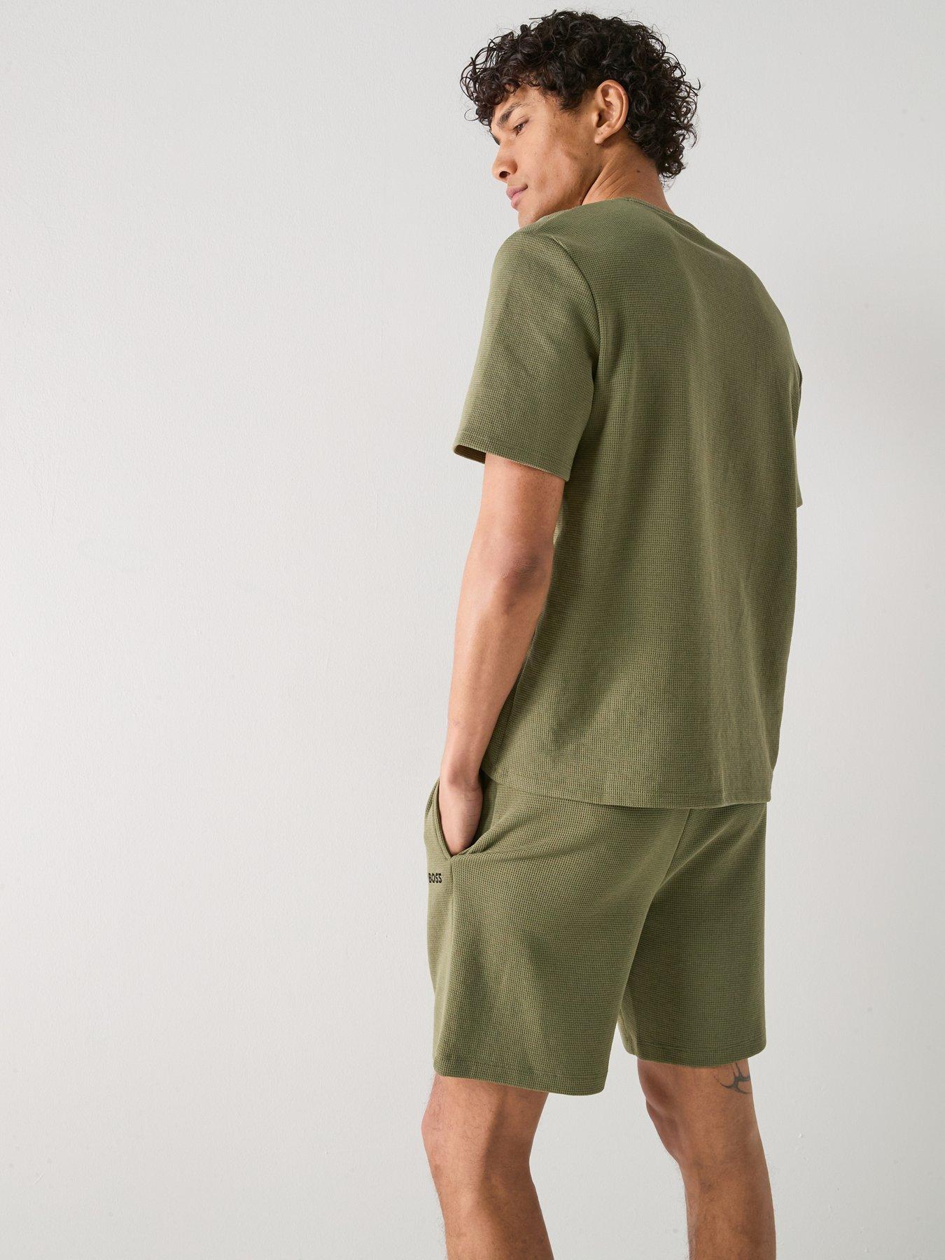 Image 2 of 5 of BOSS Regular Fit Waffle Loungewear T-Shirt - Green