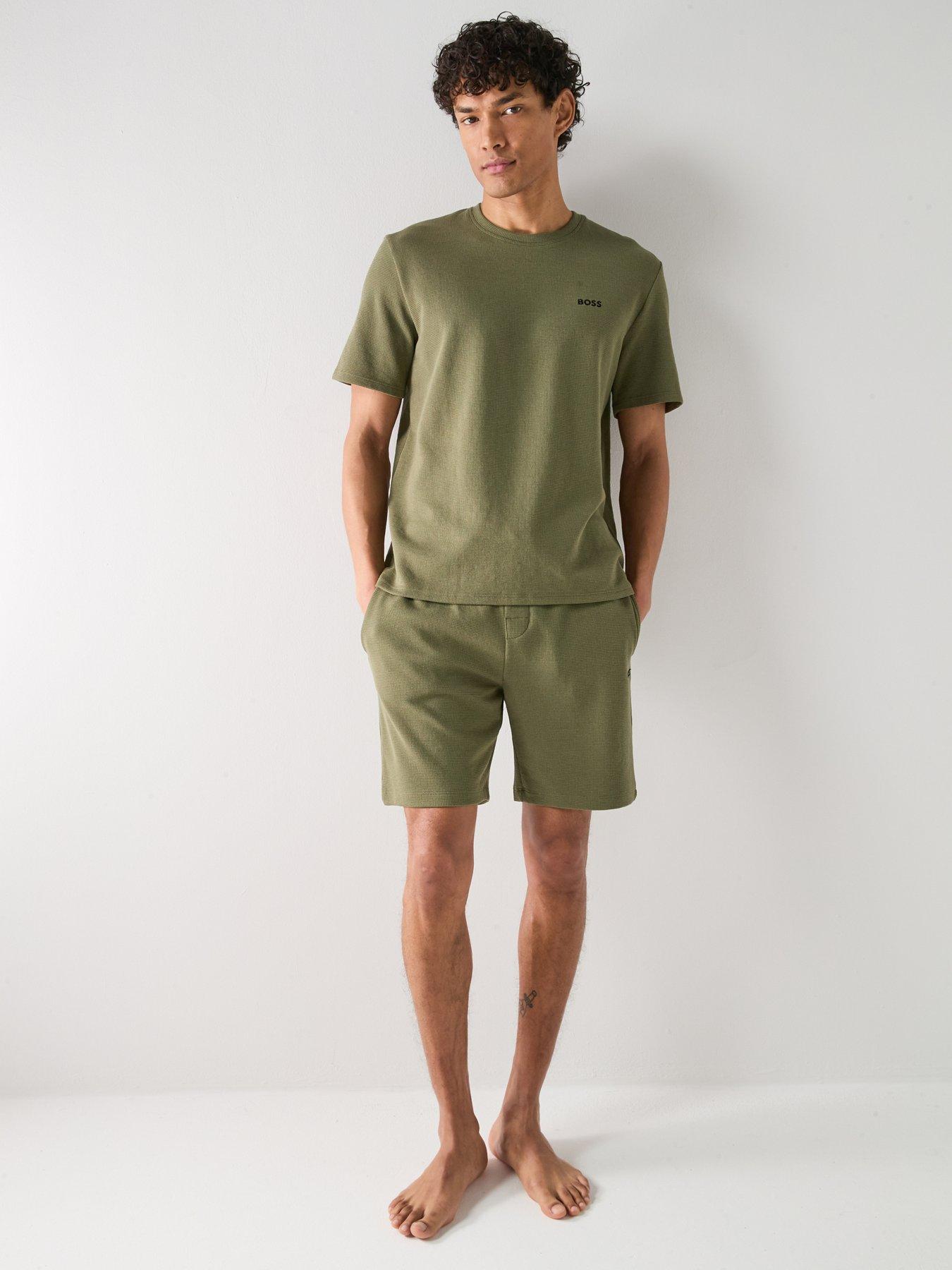 Image 3 of 5 of BOSS Regular Fit Waffle Loungewear T-Shirt - Green