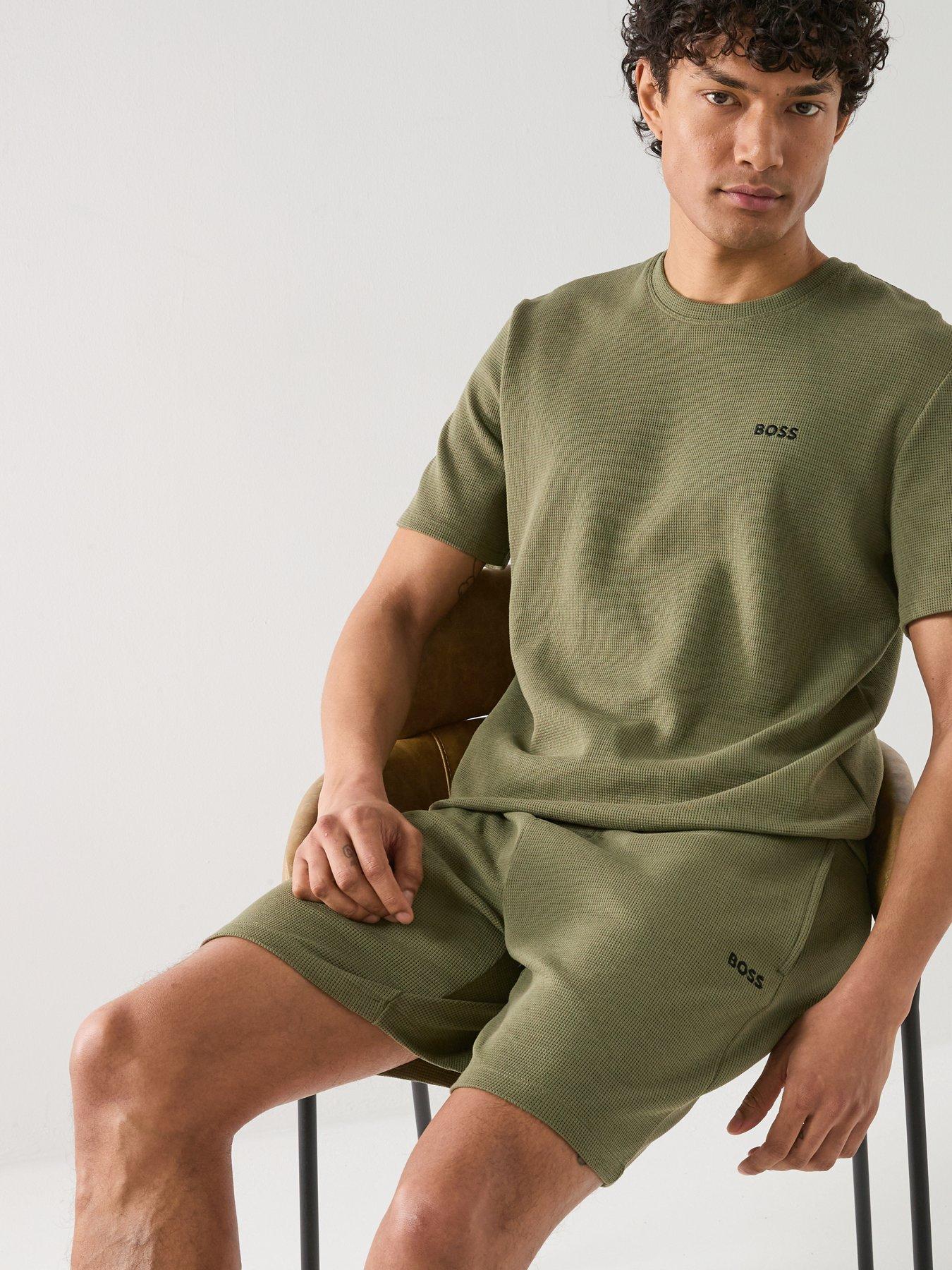 Image 4 of 5 of BOSS Regular Fit Waffle Loungewear T-Shirt - Green