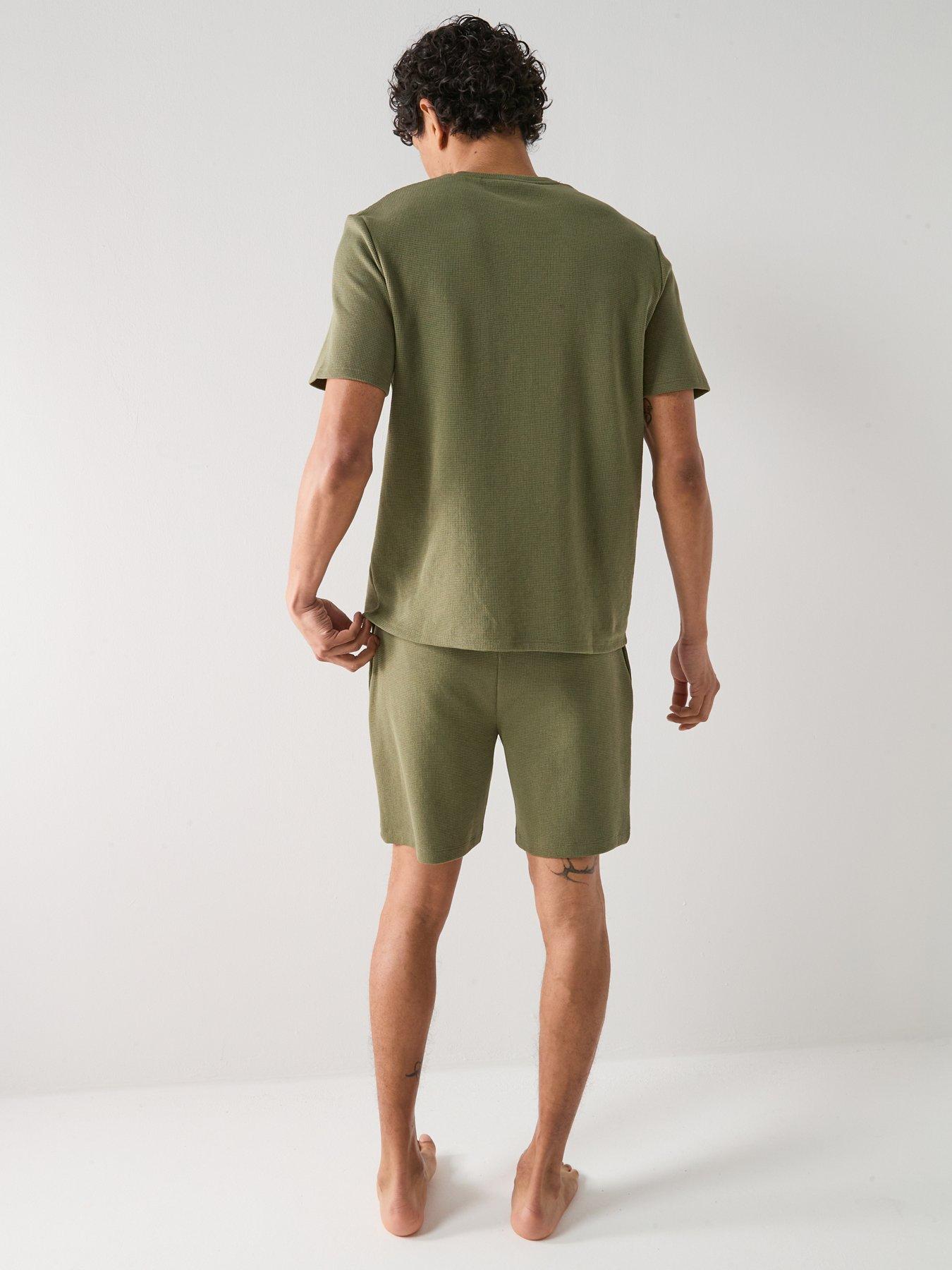 Image 5 of 5 of BOSS Regular Fit Waffle Loungewear T-Shirt - Green