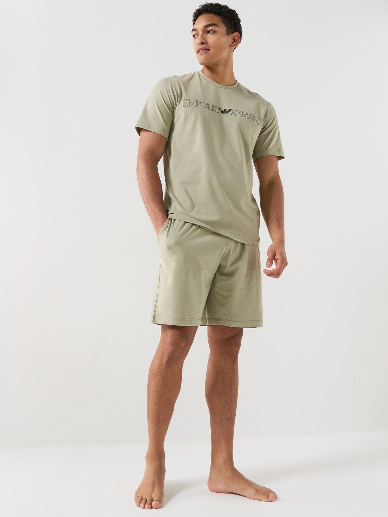 Image 1 of 5 of Emporio Armani Bodywear Megalogo Shortie Pyjama Set - Light Green