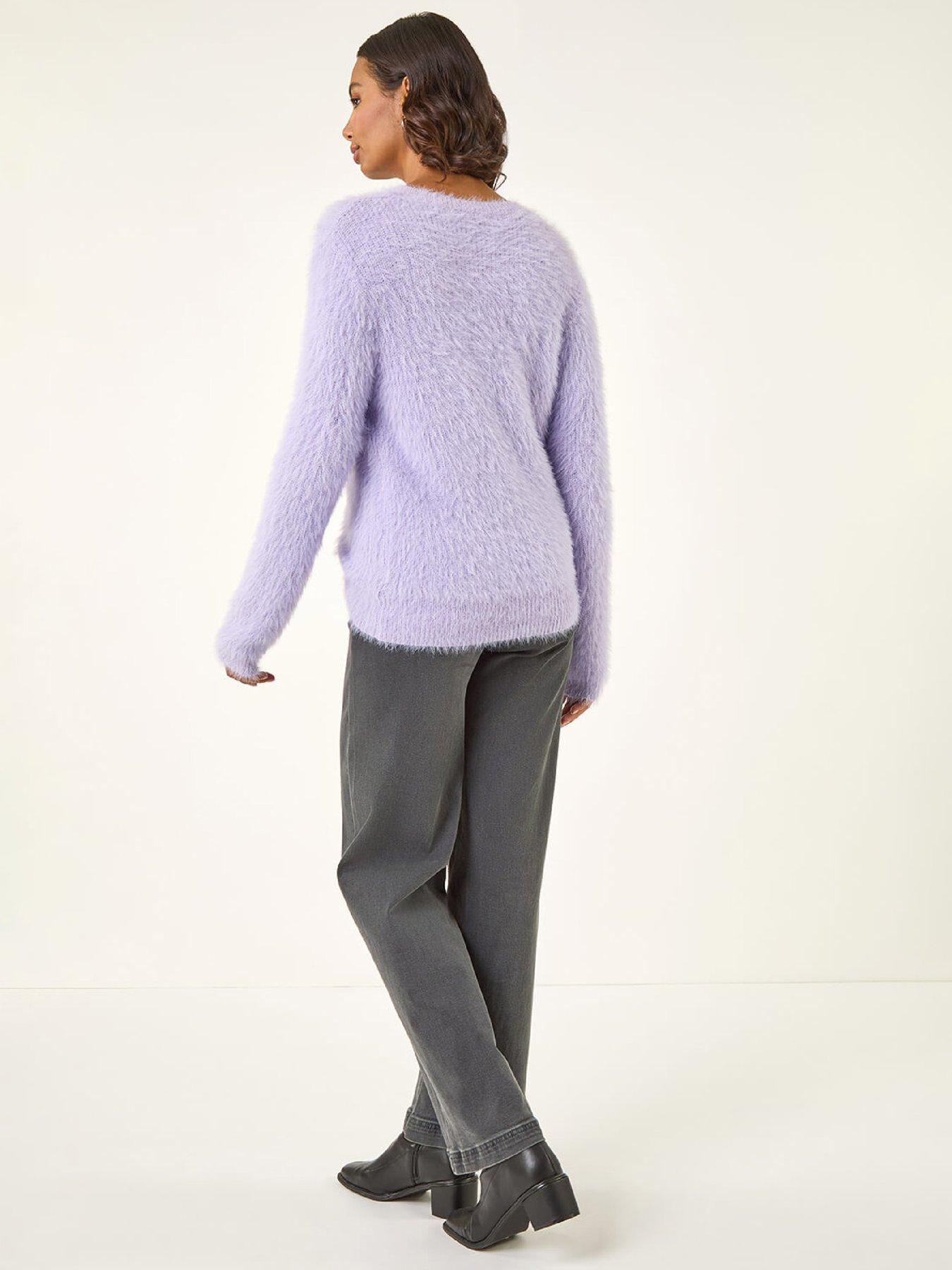 stillFront image of roman-embellished-fluffy-knit-jumper-purple