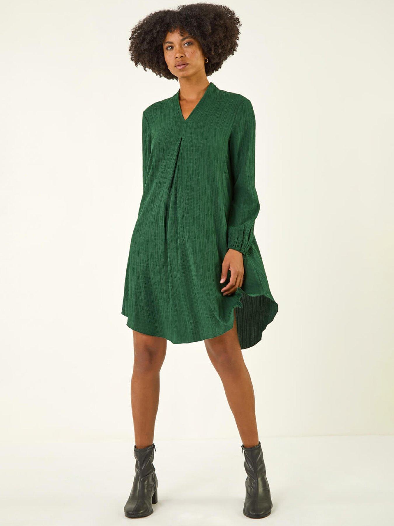  image of roman-textured-v-neck-swing-dress