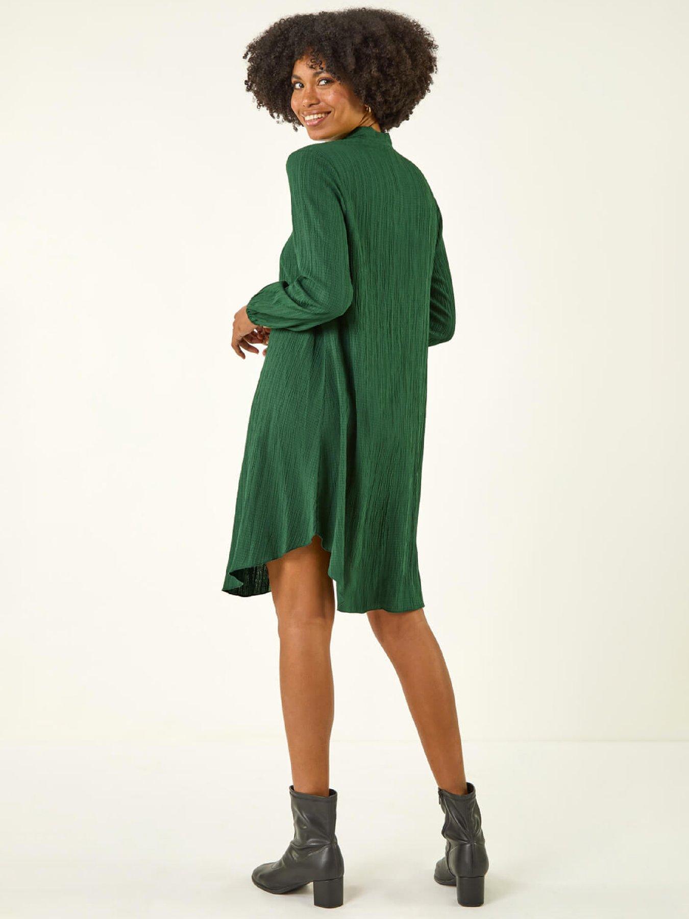  image of roman-textured-v-neck-swing-dress