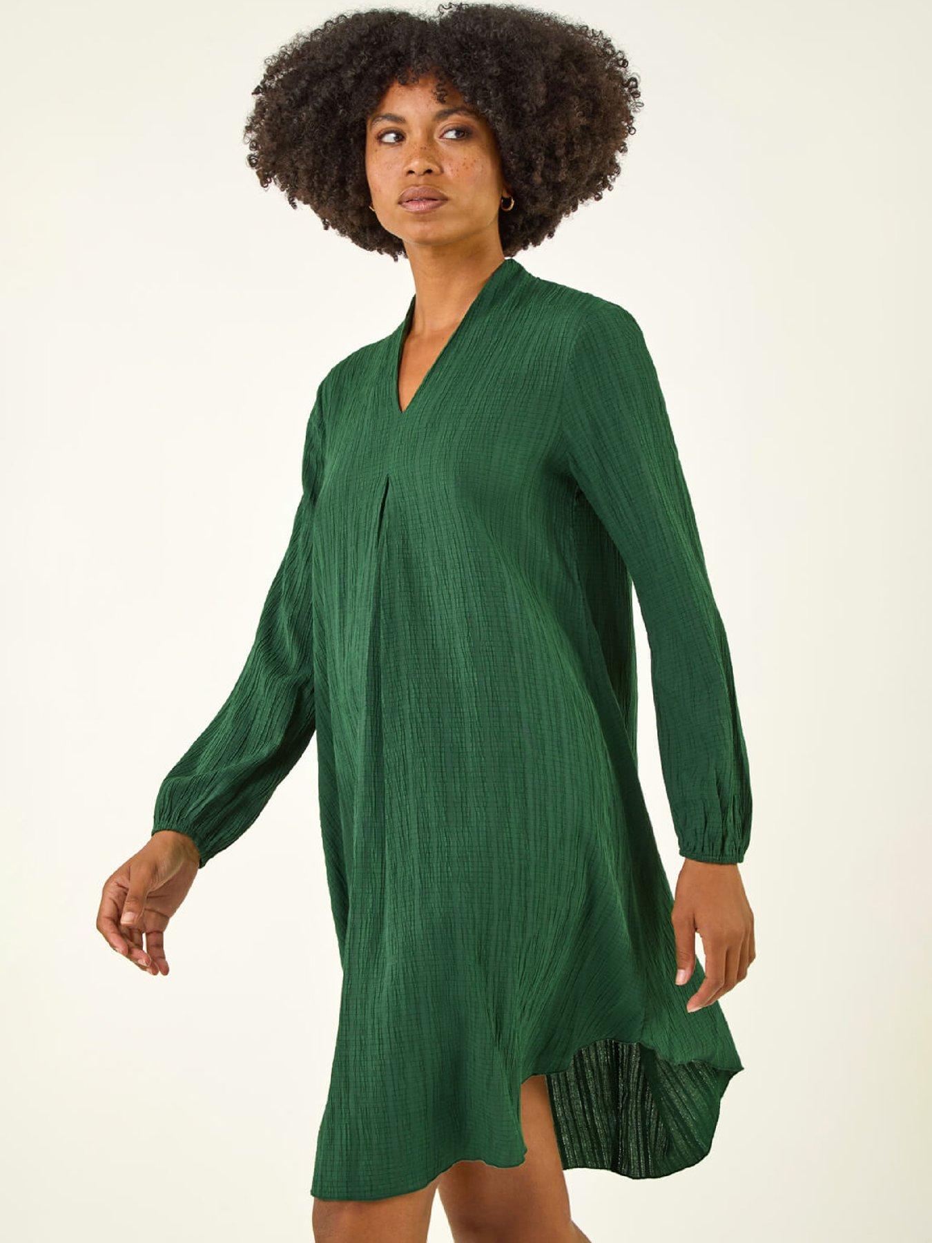  image of roman-textured-v-neck-swing-dress