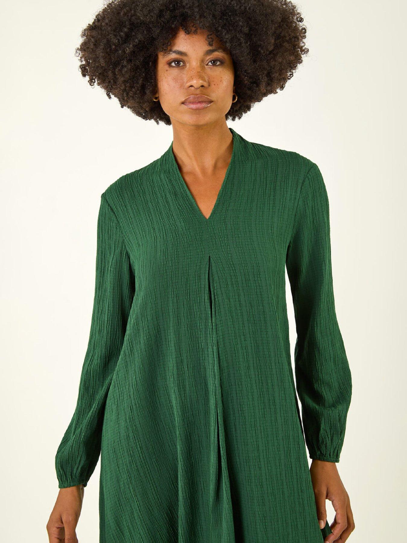  image of roman-textured-v-neck-swing-dress