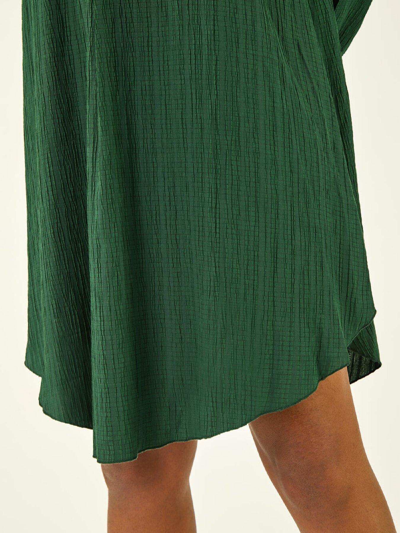  image of roman-textured-v-neck-swing-dress