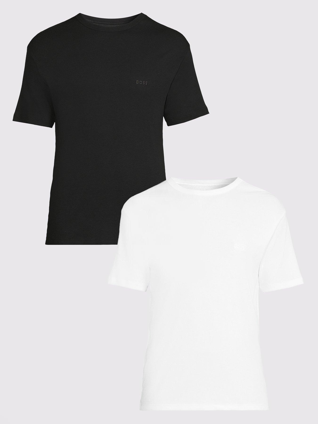 Image 1 of 5 of BOSS 2 Pack Slim Fit Ribbed T-Shirts - Black/White