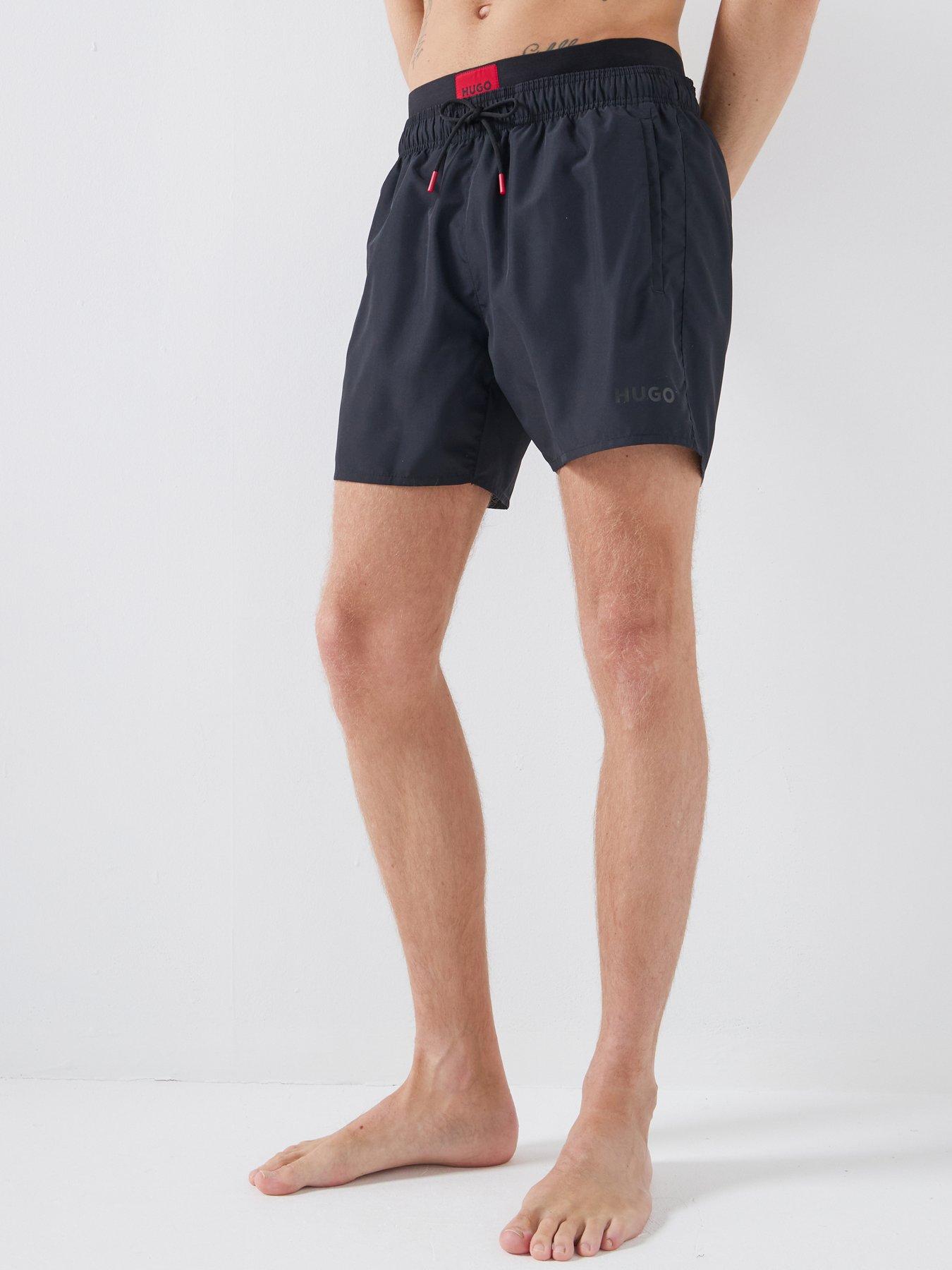 HUGO Galaxy Double Waistband Swim Shorts - Black